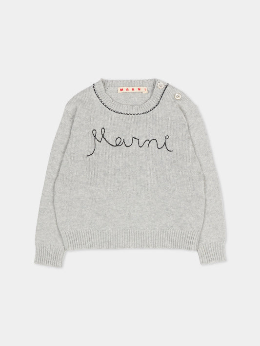 Maglione grigio per neonata con logo ricamato,Marni Kids,M00992 M00X8 0M903