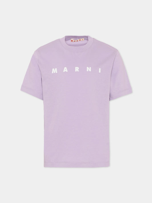 T-shirt lilla per bambina con logo,Marni Kids,M01601 M00RF 0M612