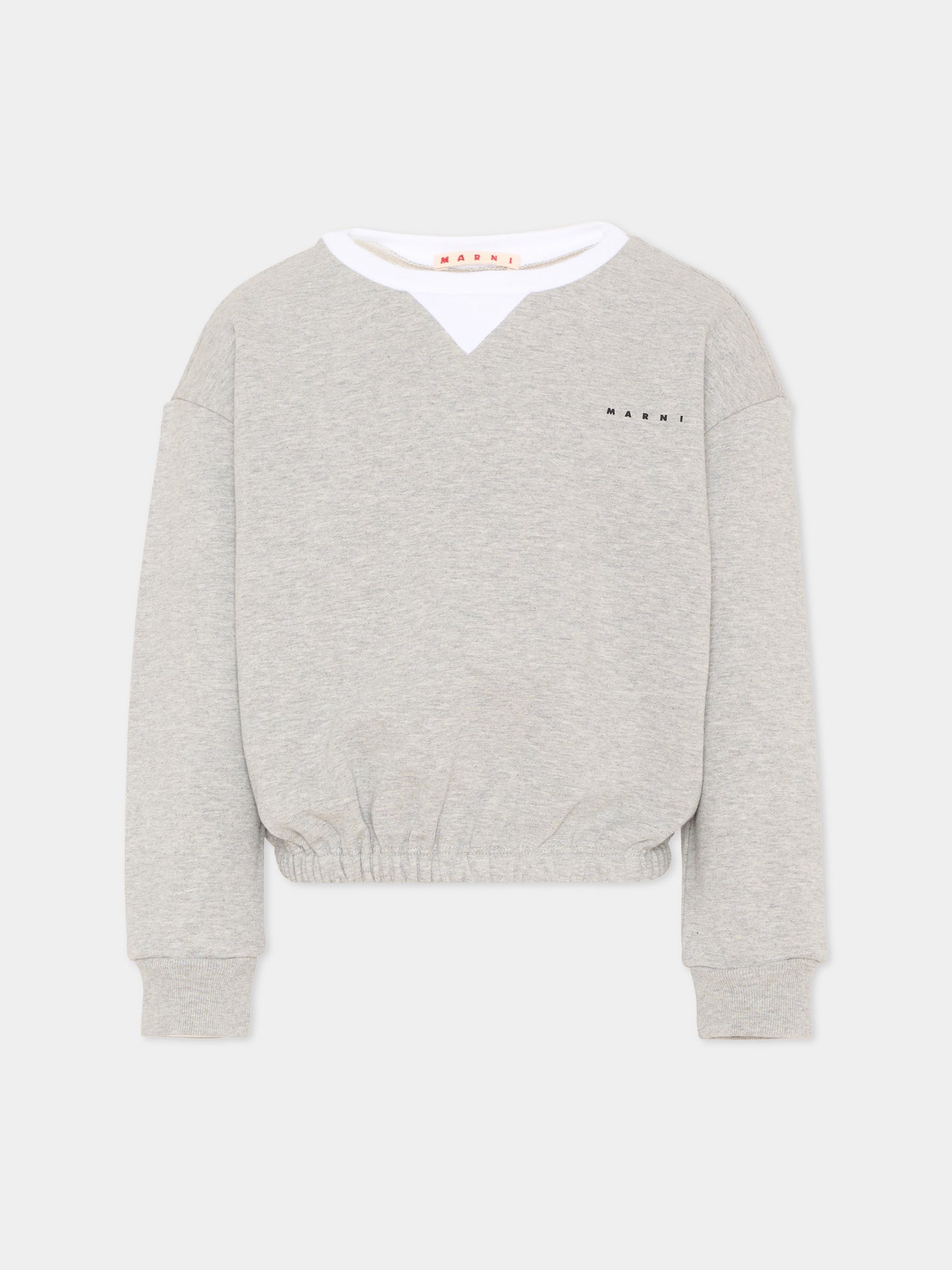 Felpa grigia per bambina con logo,Marni Kids,M01684 M00V0 0M903