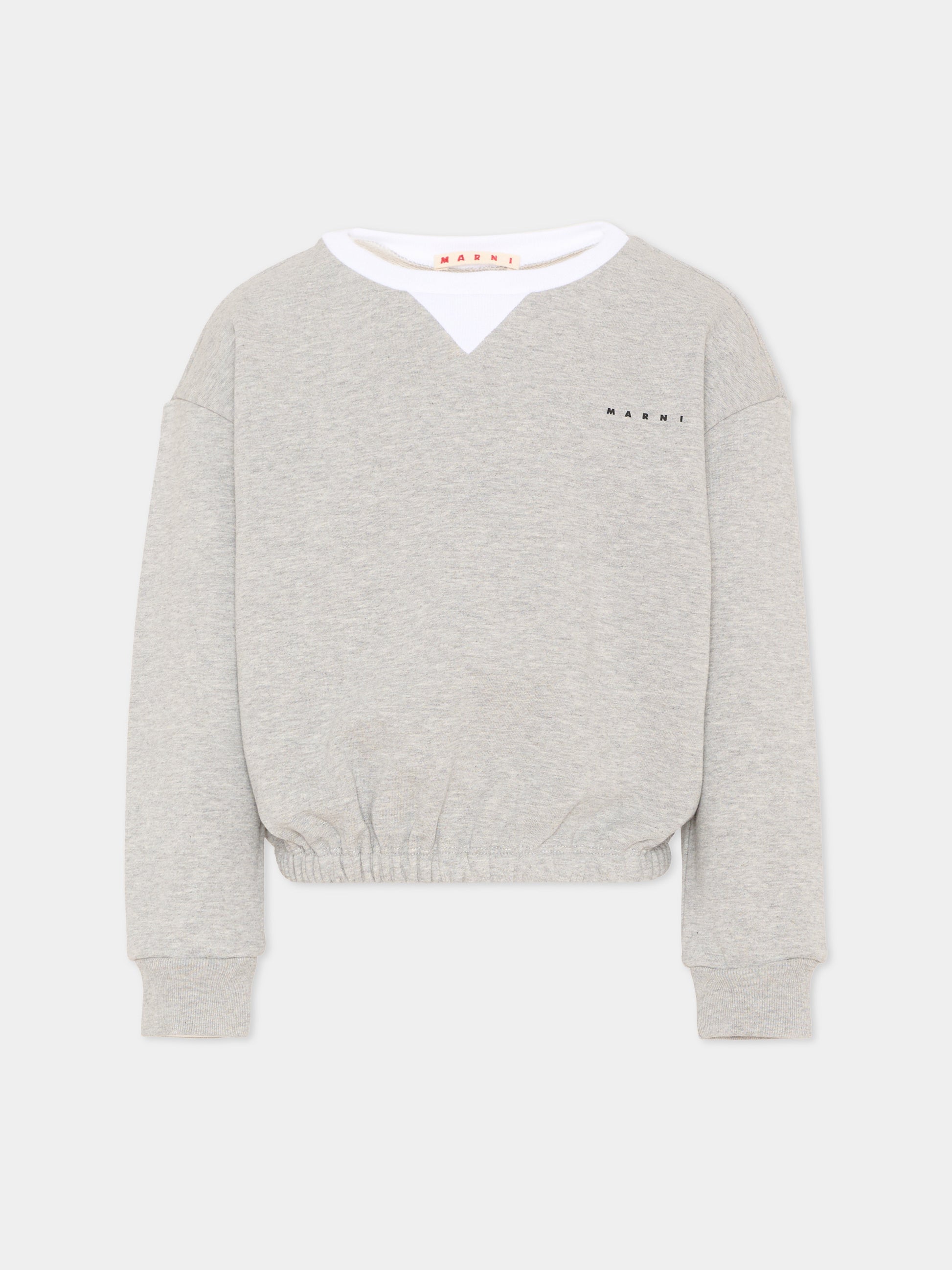 Felpa grigia per bambina con logo,Marni Kids,M01684 M00V0 0M903