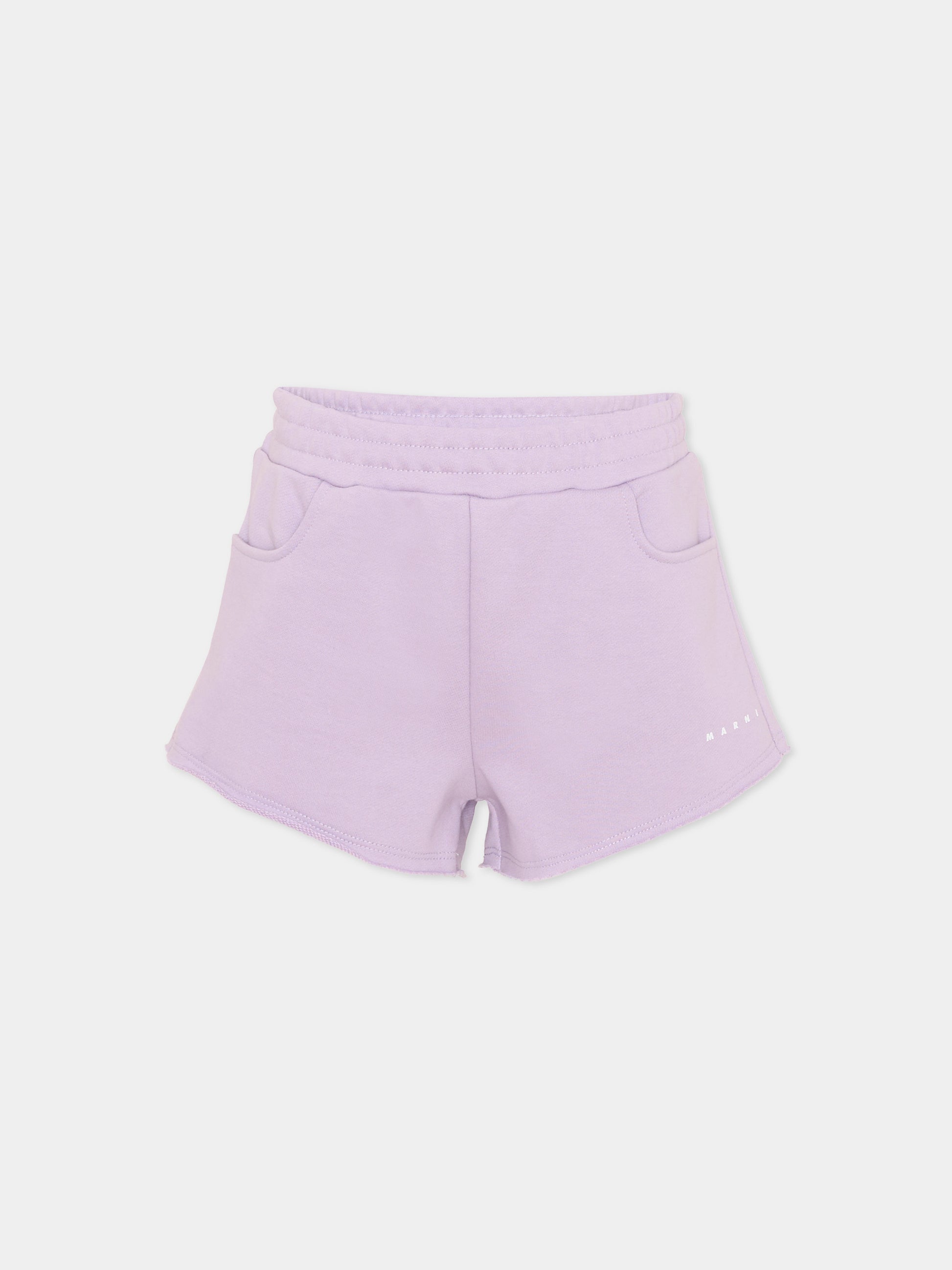 Shorts sportivi lilla per bambina con logo,Marni Kids,M01690 M00V0 0M612