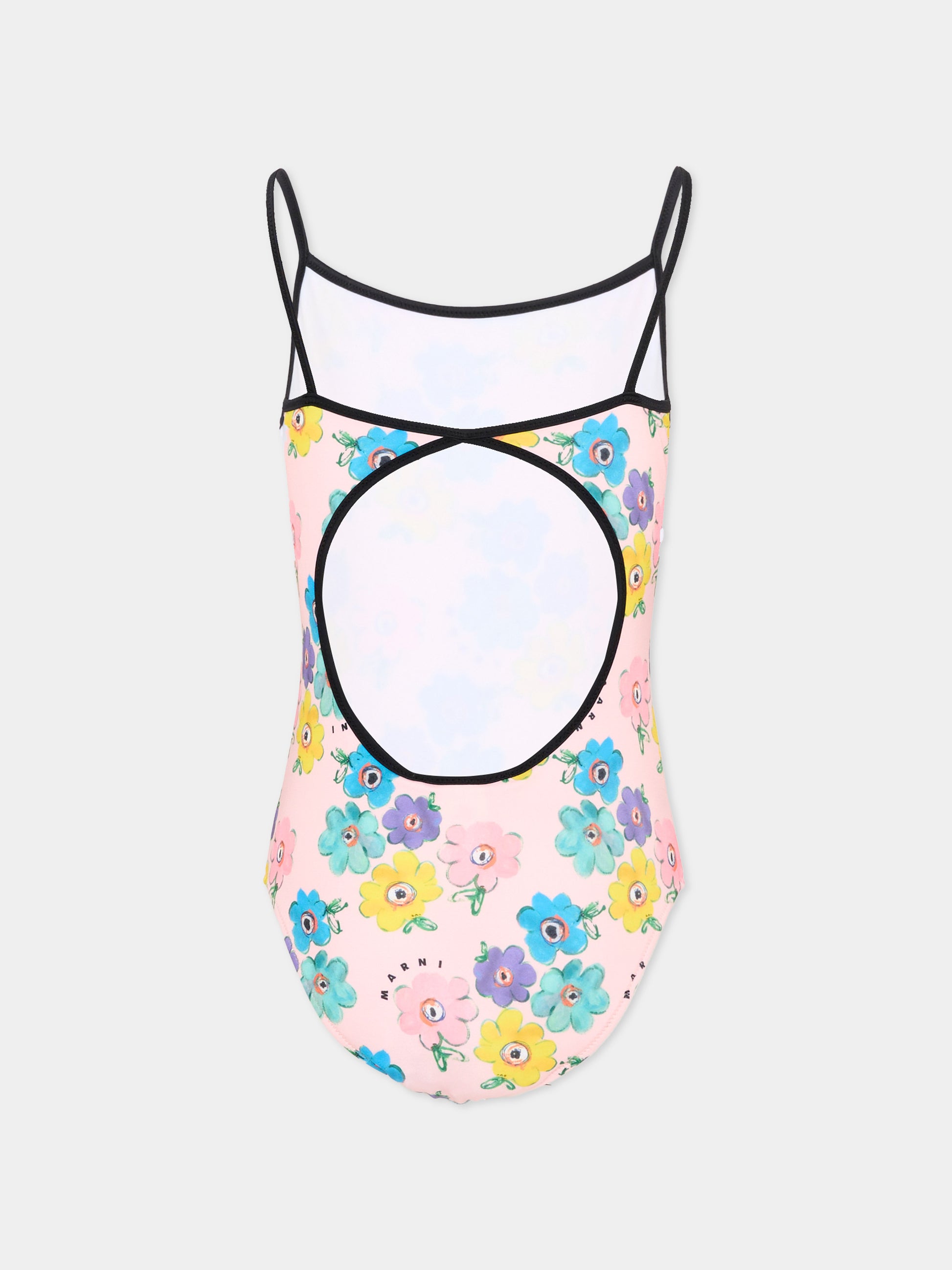 Costume intero rosa per bambina floreale,Marni Kids,M01760 M00WN 0M351