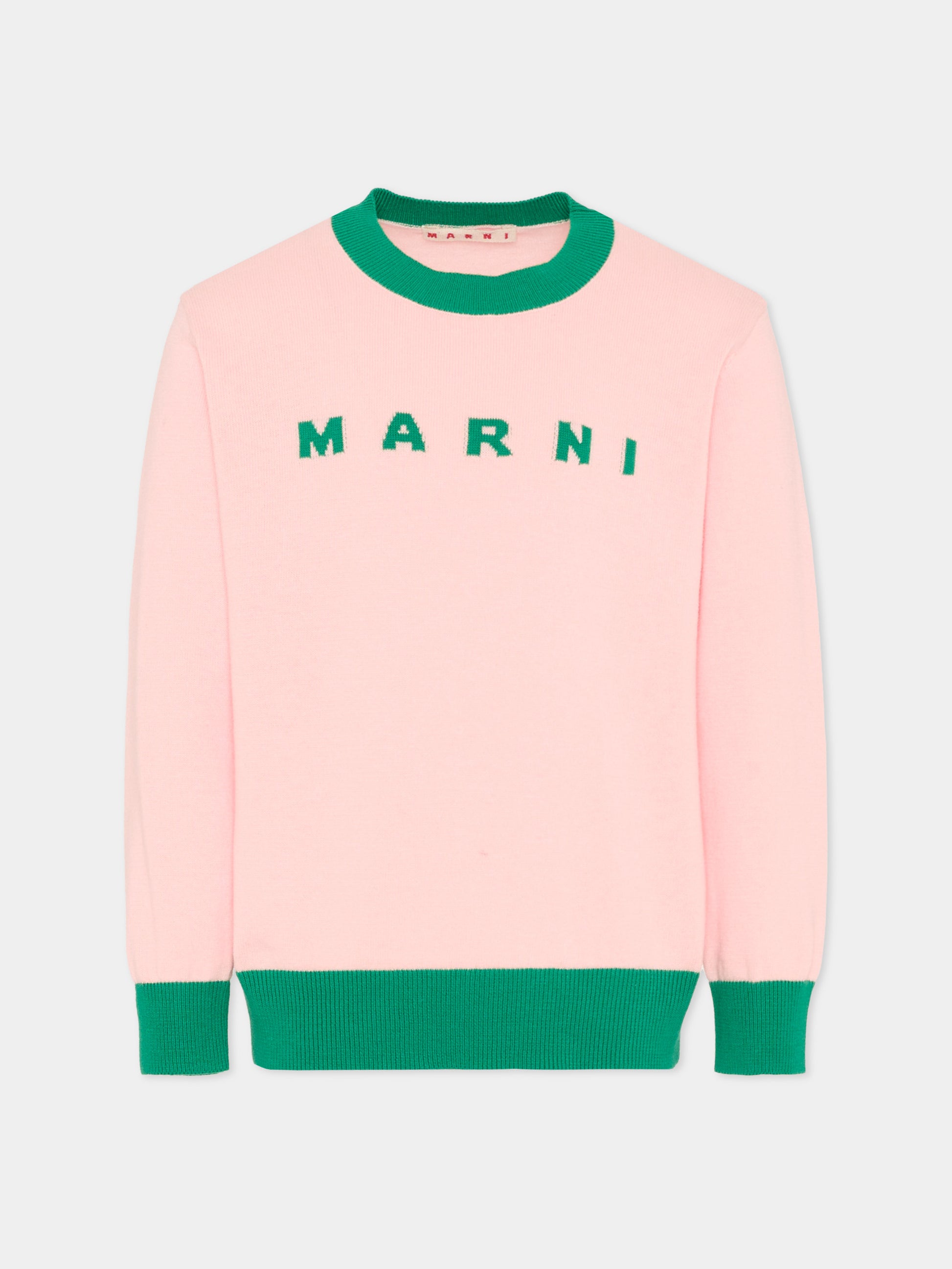 Maglione rosa per bambina con logo,Marni Kids,M01815 M00X2 0M351