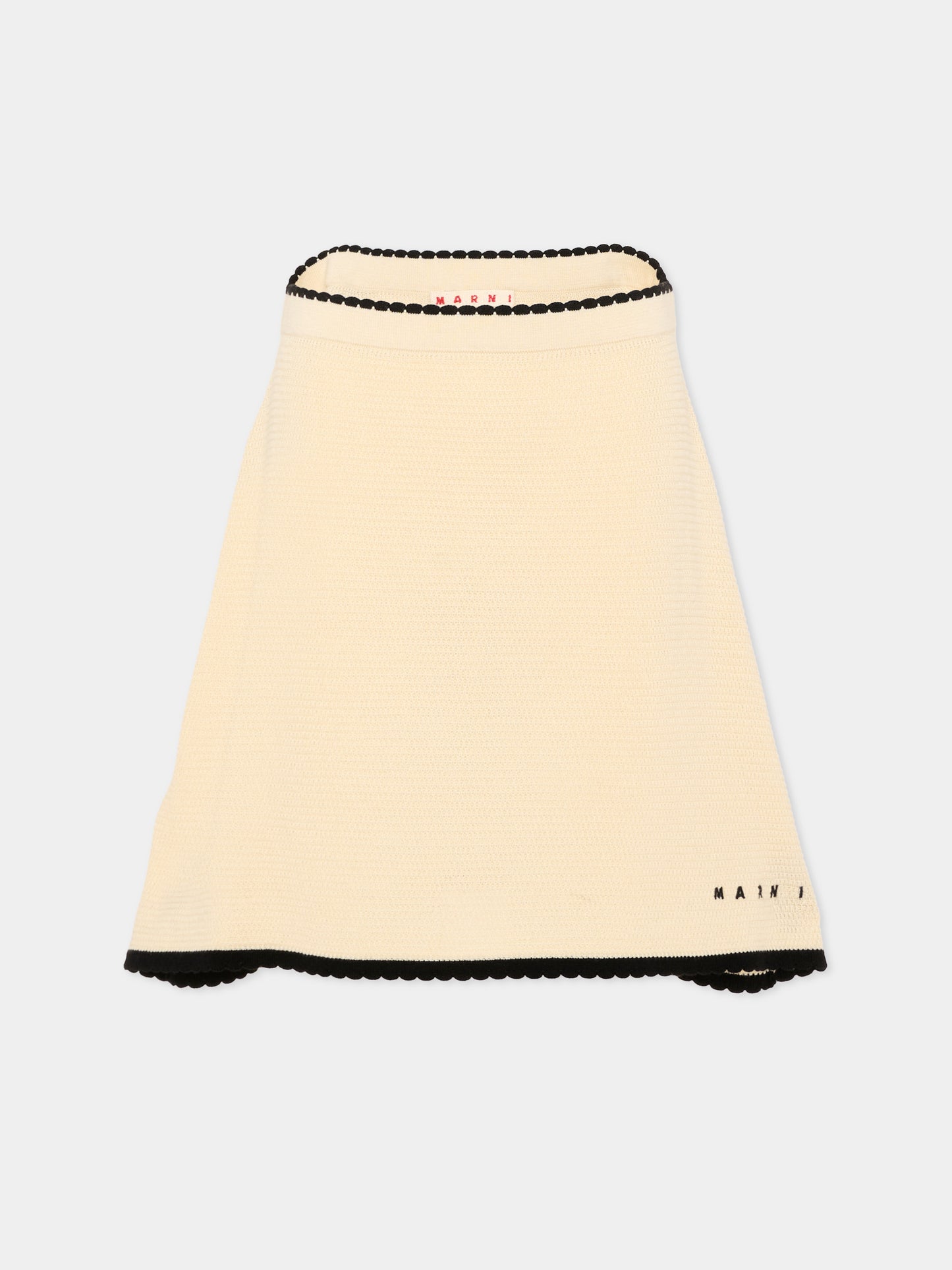 Gonna beige per bambina con profili neri,Marni Kids,M01816 M00WZ 0M115