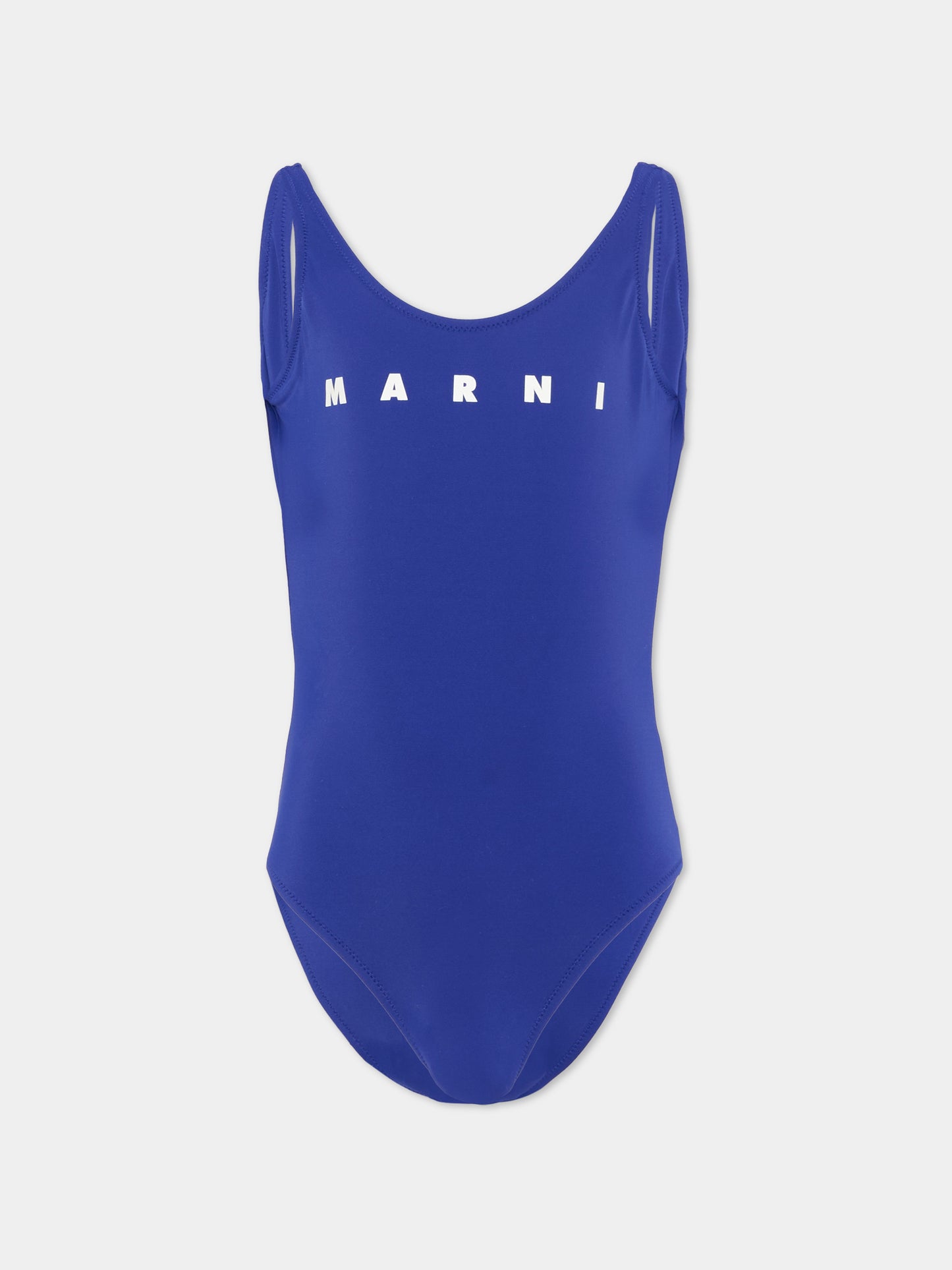 Costume intero blu per bambina con logo,Marni Kids,M01834 M00M2 0M860