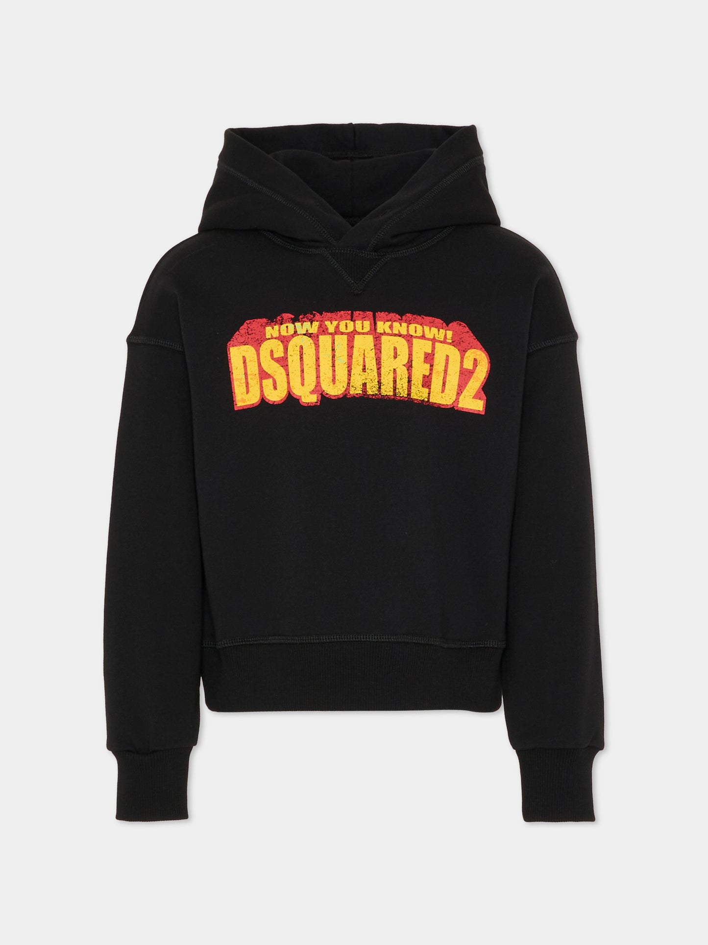 Felpa nera per bambino con logo,Dsquared2,DQ3186 D0ACC DQ900