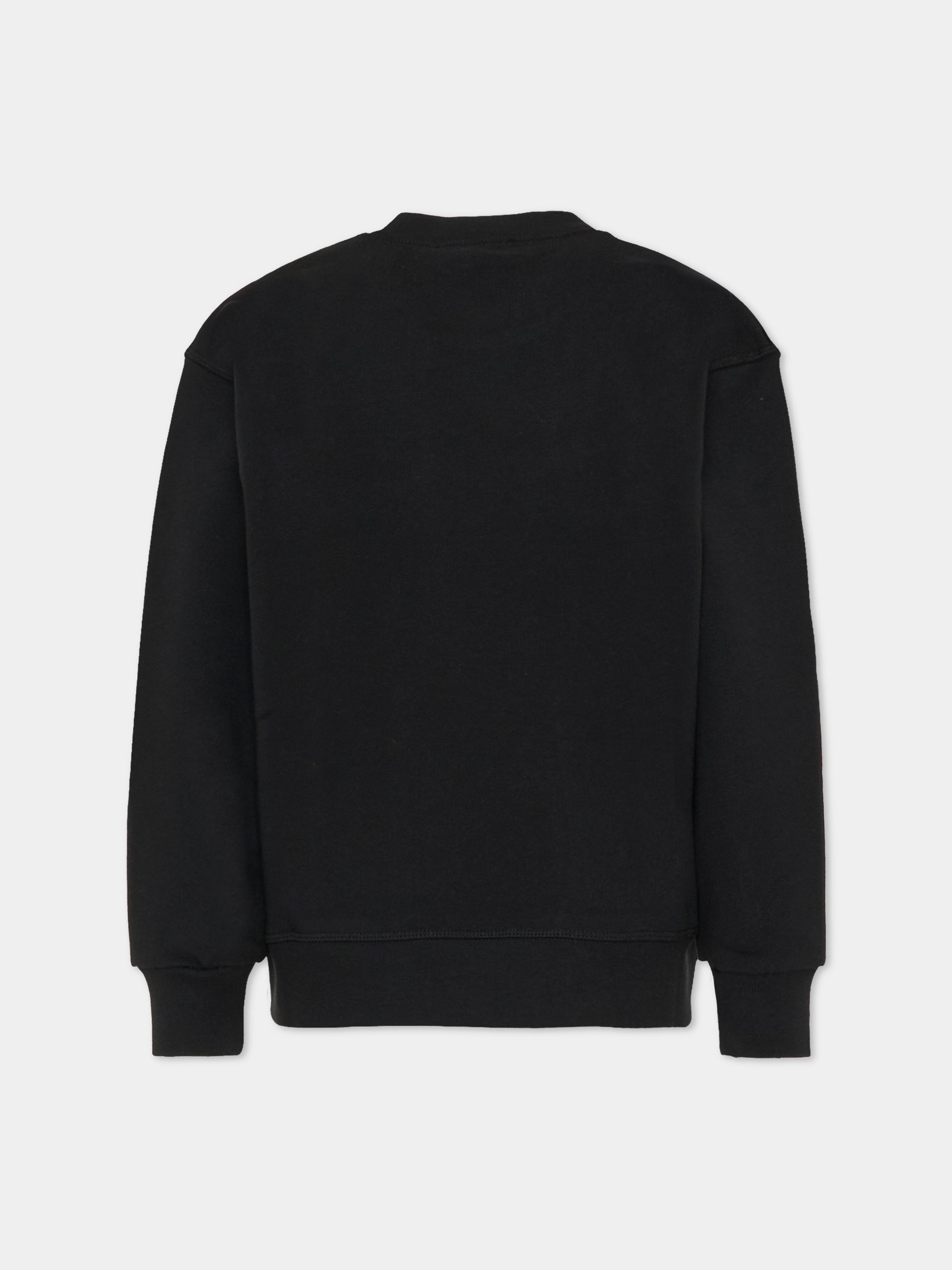 Felpa nera per bambino con logo e foglia d'acero,Dsquared2,DQ3193 D0AGW DQ900