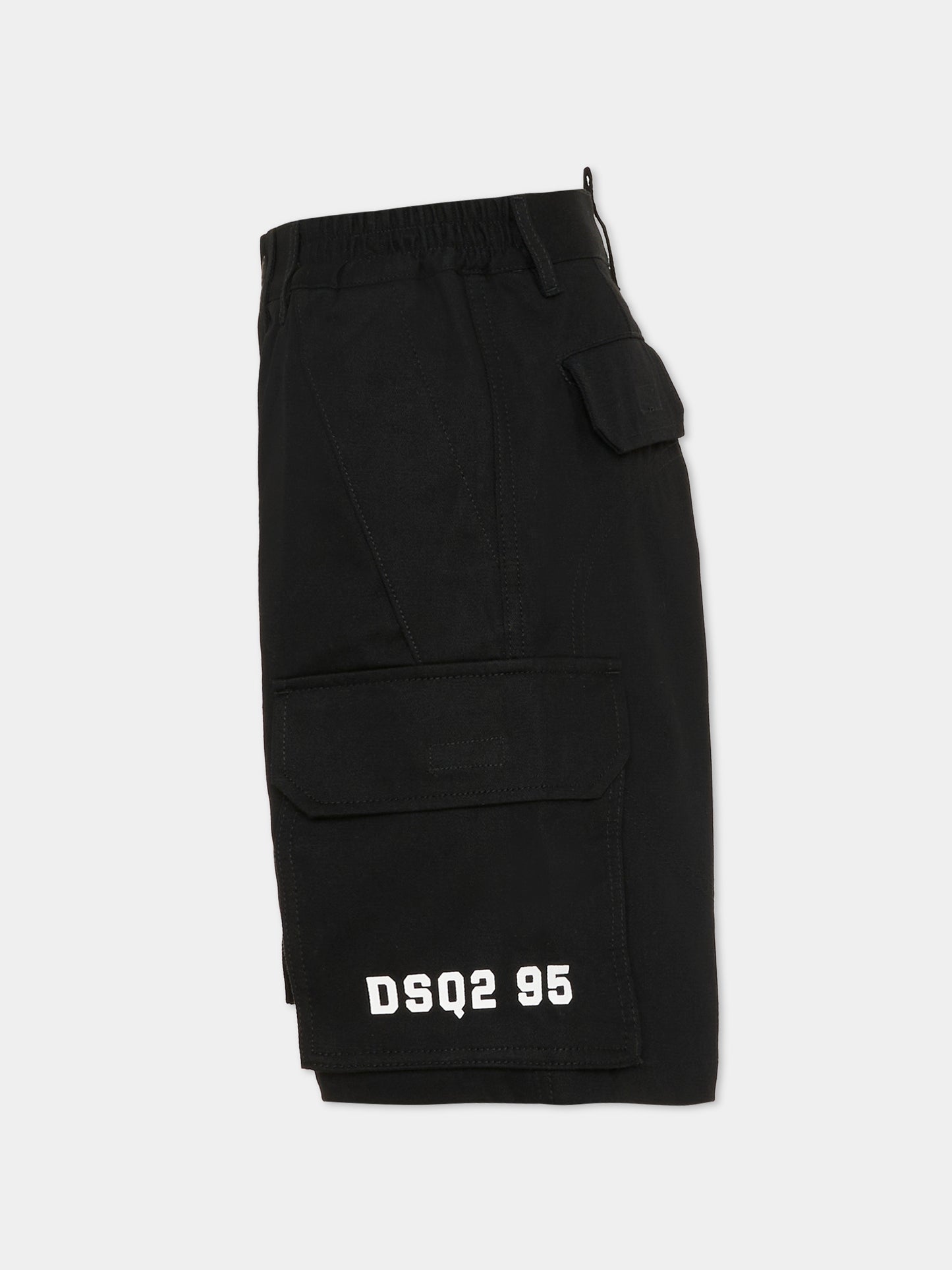 Shorts neri per bambino con logo,Dsquared2,DQ3209 D0AGK DQ900