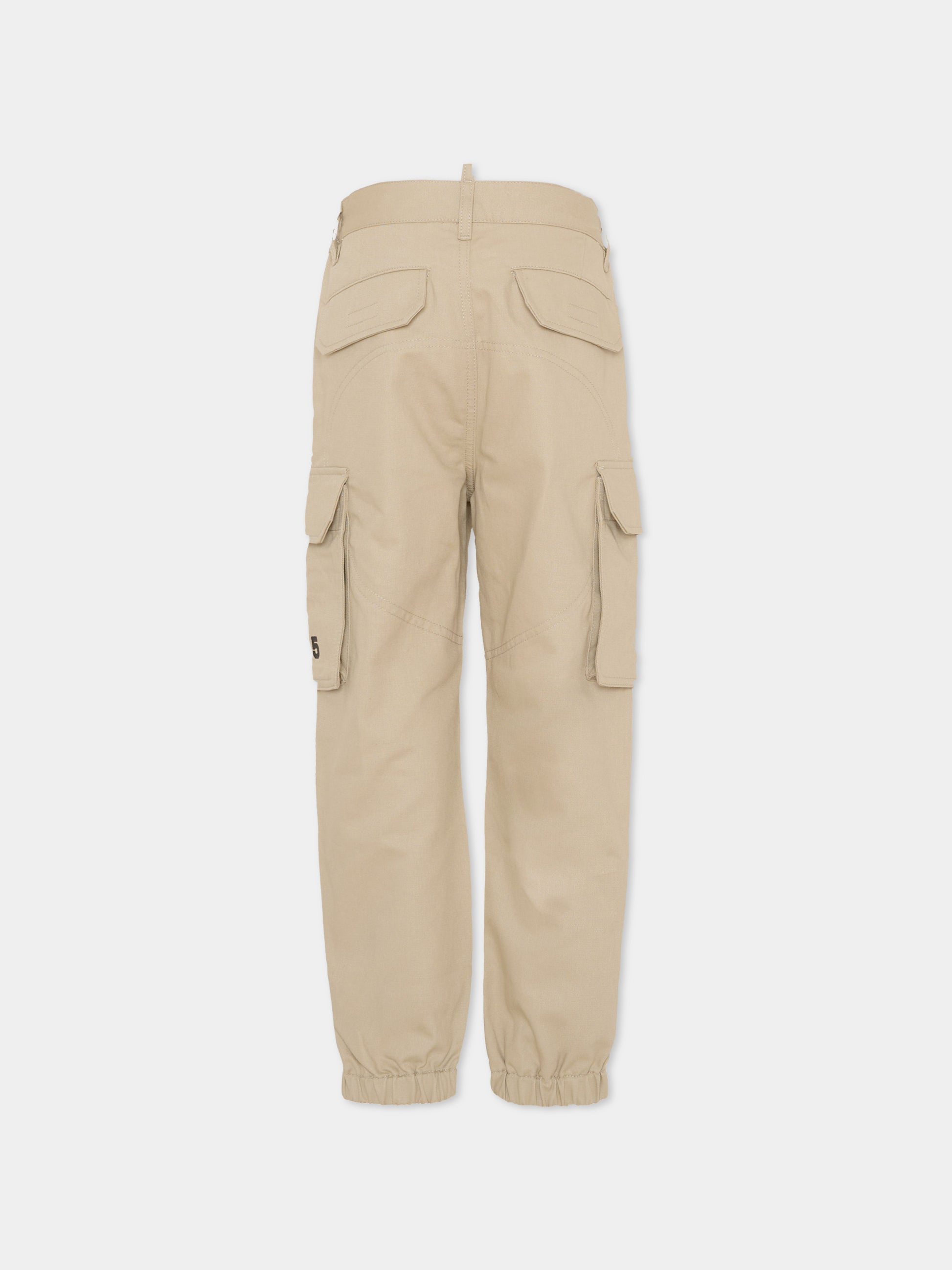 Pantaloni beige per bambino con logo,Dsquared2,DQ3210 D0AGK DQ717