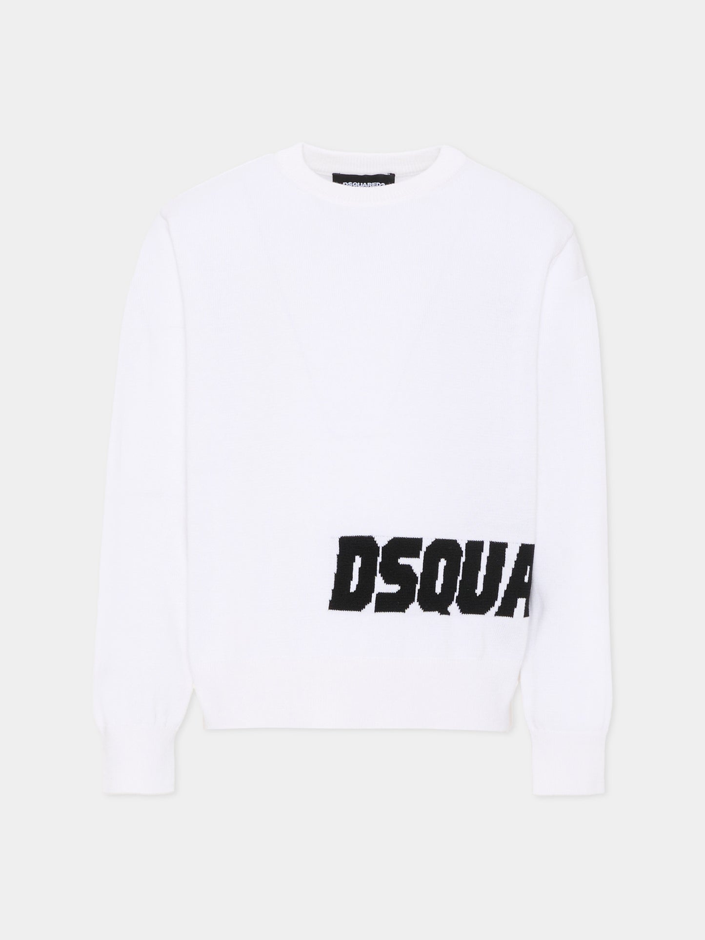 Maglione bianco per bambino con logo,Dsquared2,DQ3242 D0ACT DQ100