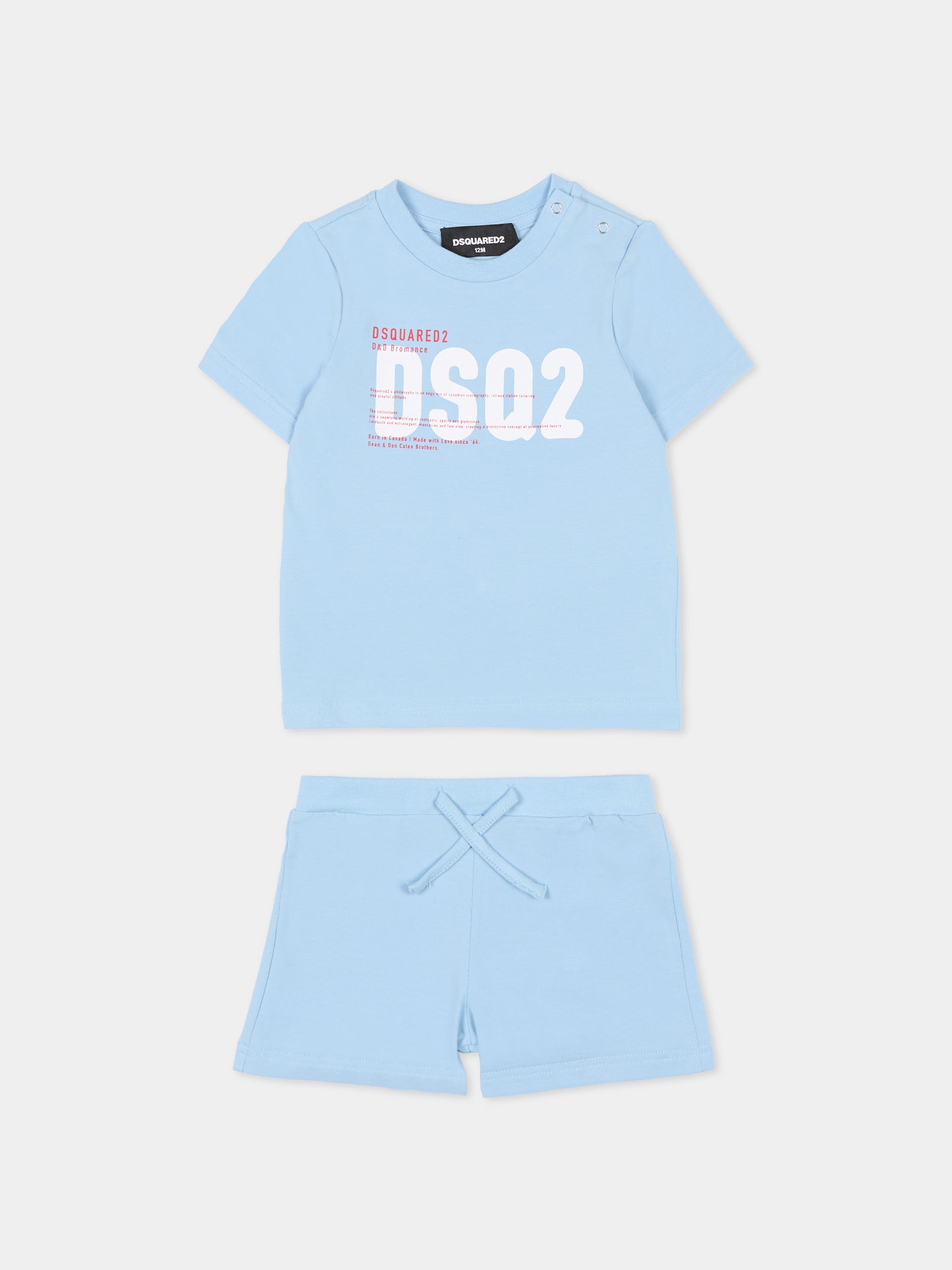 Pigiama celeste per neonato con logo,Dsquared2,DQ3249 D008J DQ814