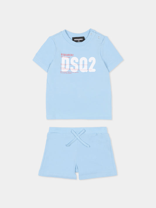 Pigiama celeste per neonato con logo,Dsquared2,DQ3249 D008J DQ814