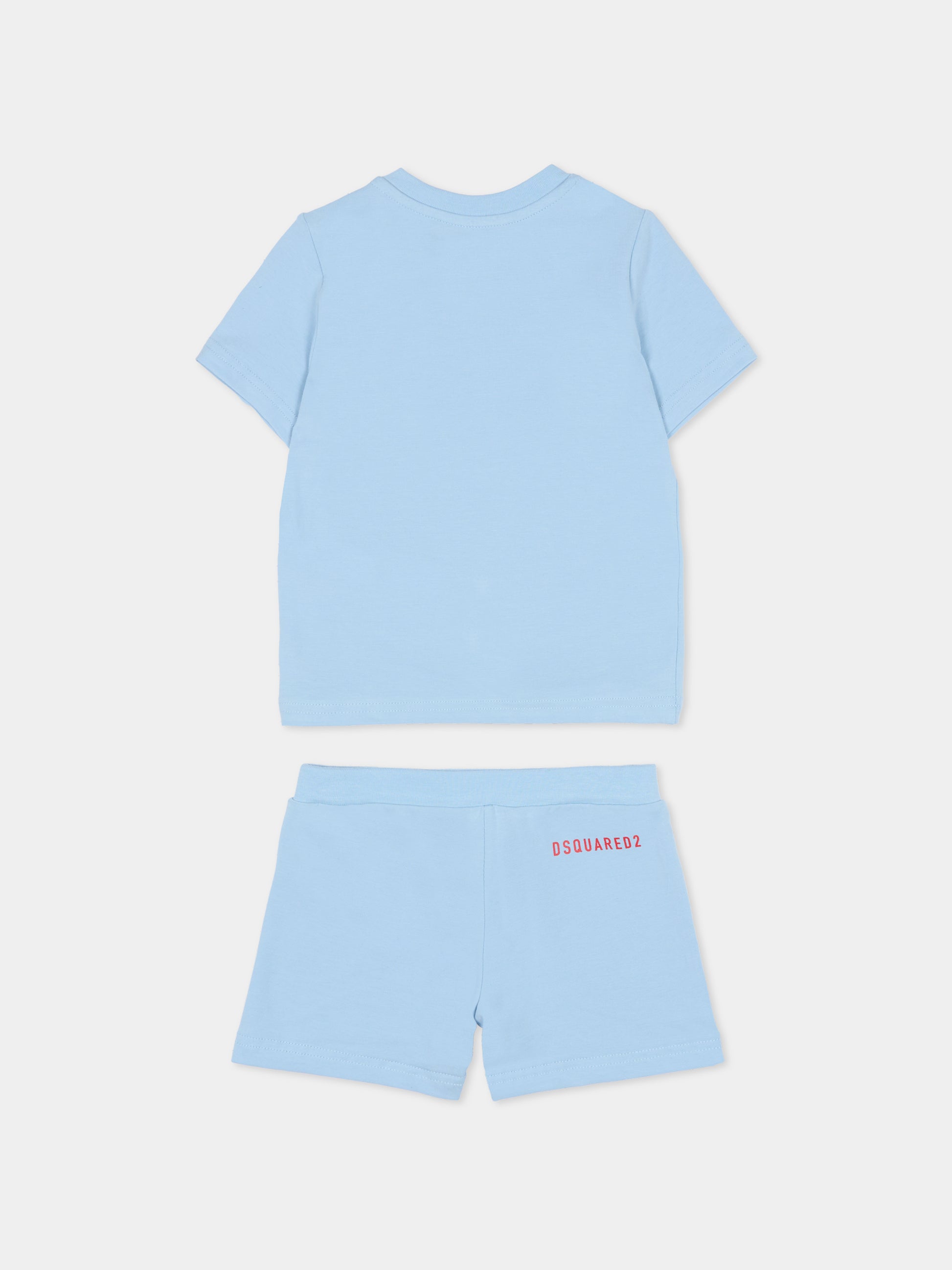 Pigiama celeste per neonato con logo,Dsquared2,DQ3249 D008J DQ814