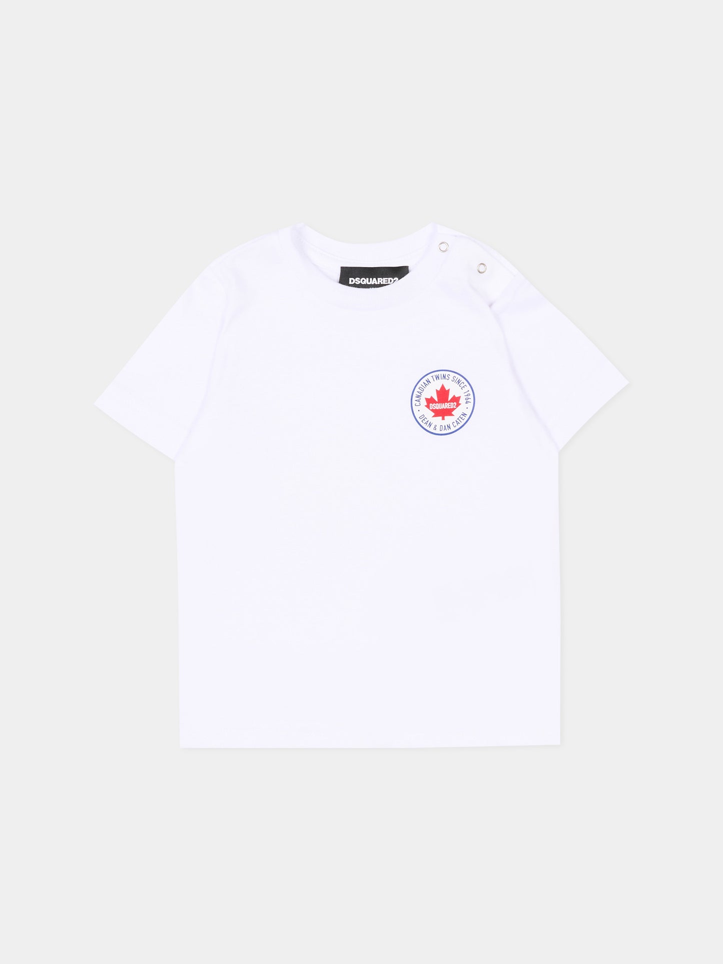 T-Shirt bianca per neonato con logo,Dsquared2,DQ3270 D004G DQ100