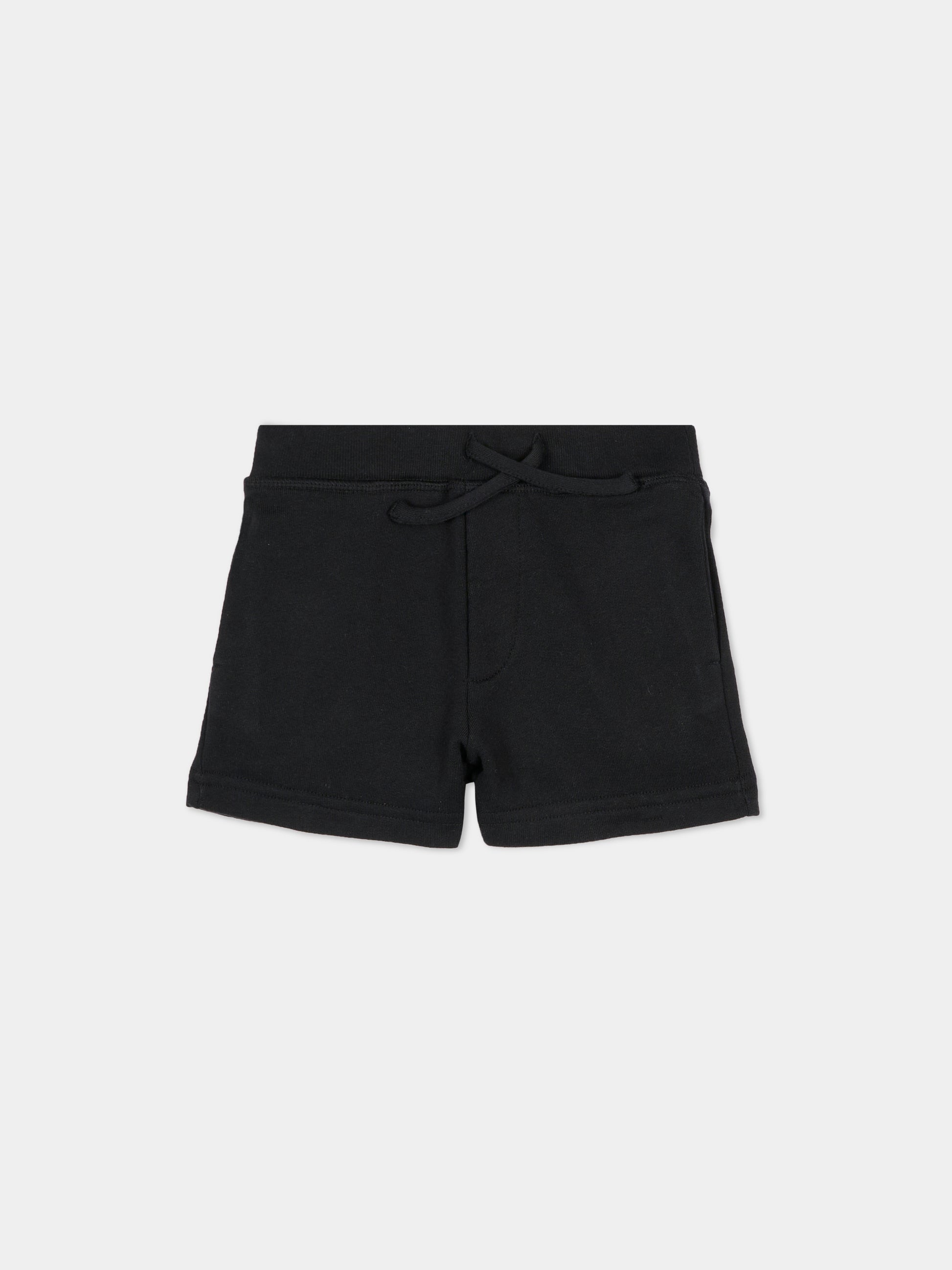 Shorts neri per neonato con logo e foglia d'acero,Dsquared2,DQ3280 D0AGW DQ900
