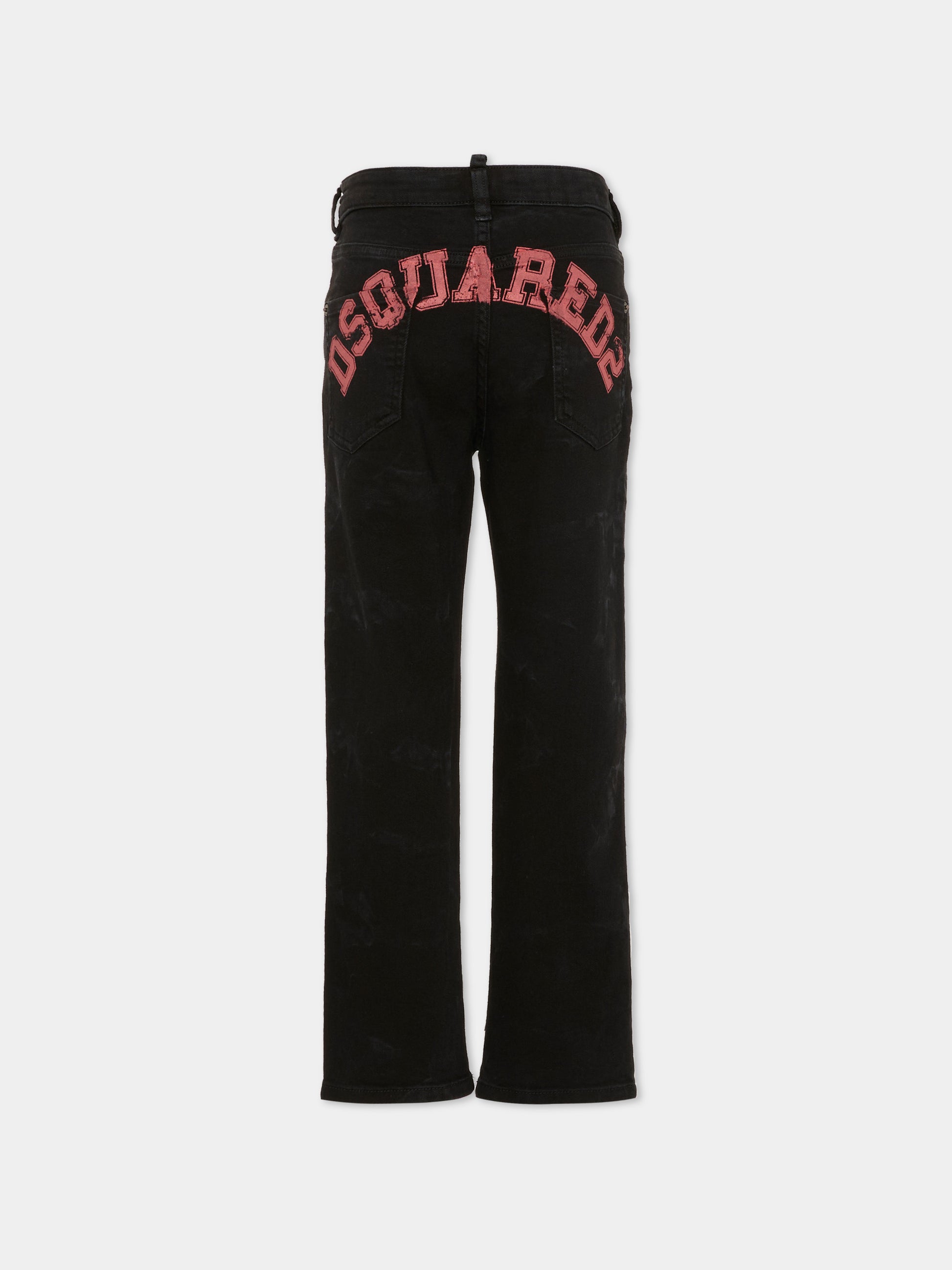 Jeans neri per bambino con logo rosso,Dsquared2,DQ3284 D0AFQ DQ900