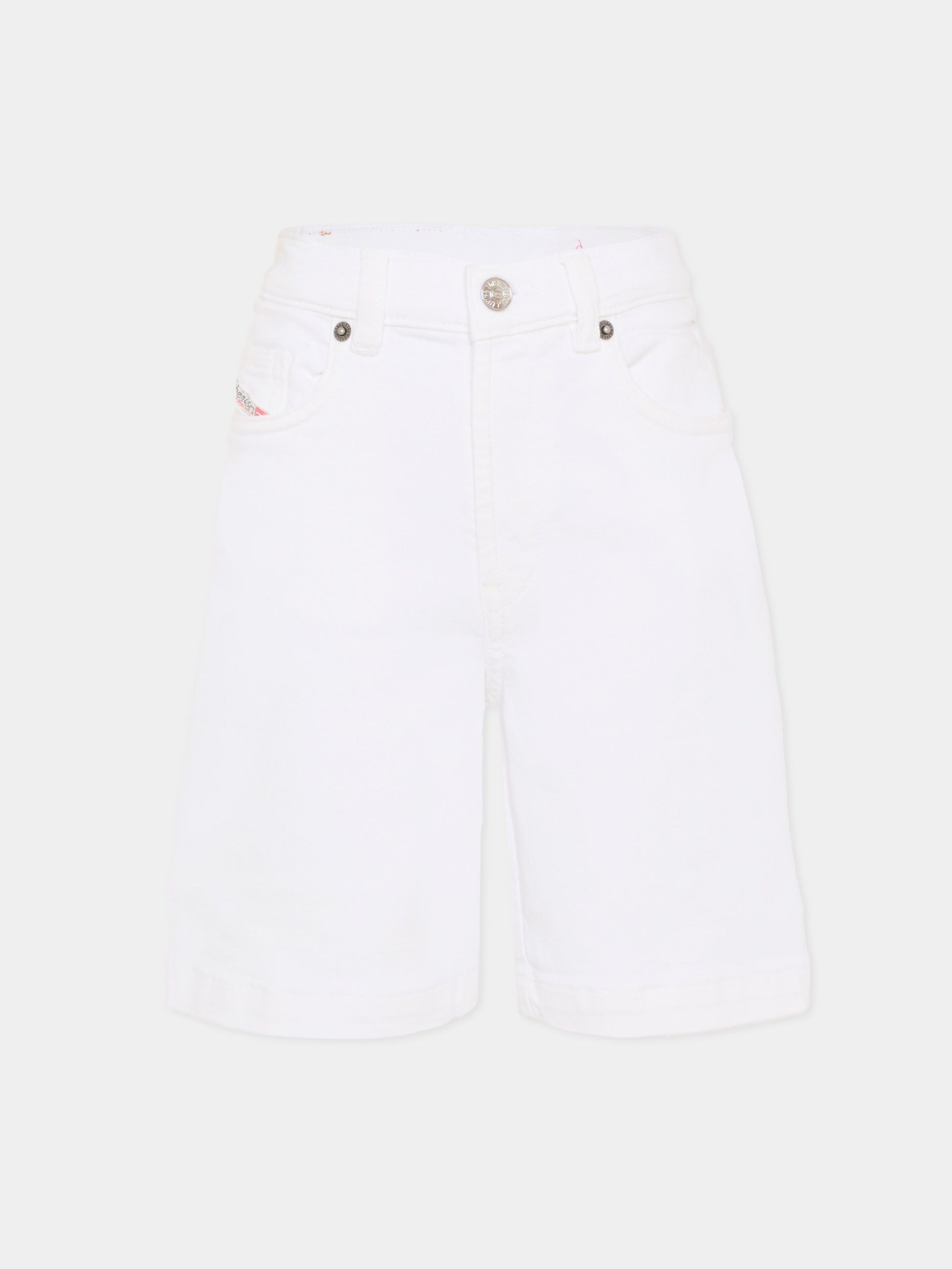 Shorts bianco per bambino con logo,Diesel,J00722 KXBR6 K100