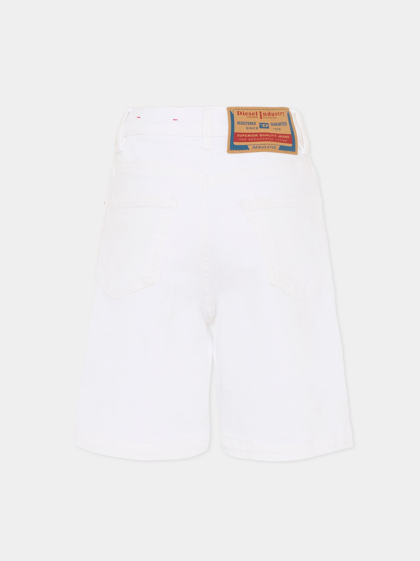 Shorts bianco per bambino con logo,Diesel,J00722 KXBR6 K100