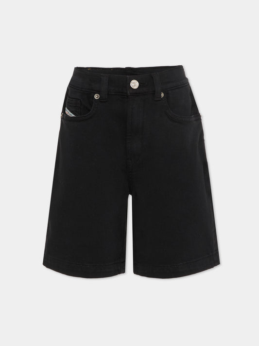 Shorts neri per bambino con logo,Diesel,J00722 KXBR6 K900