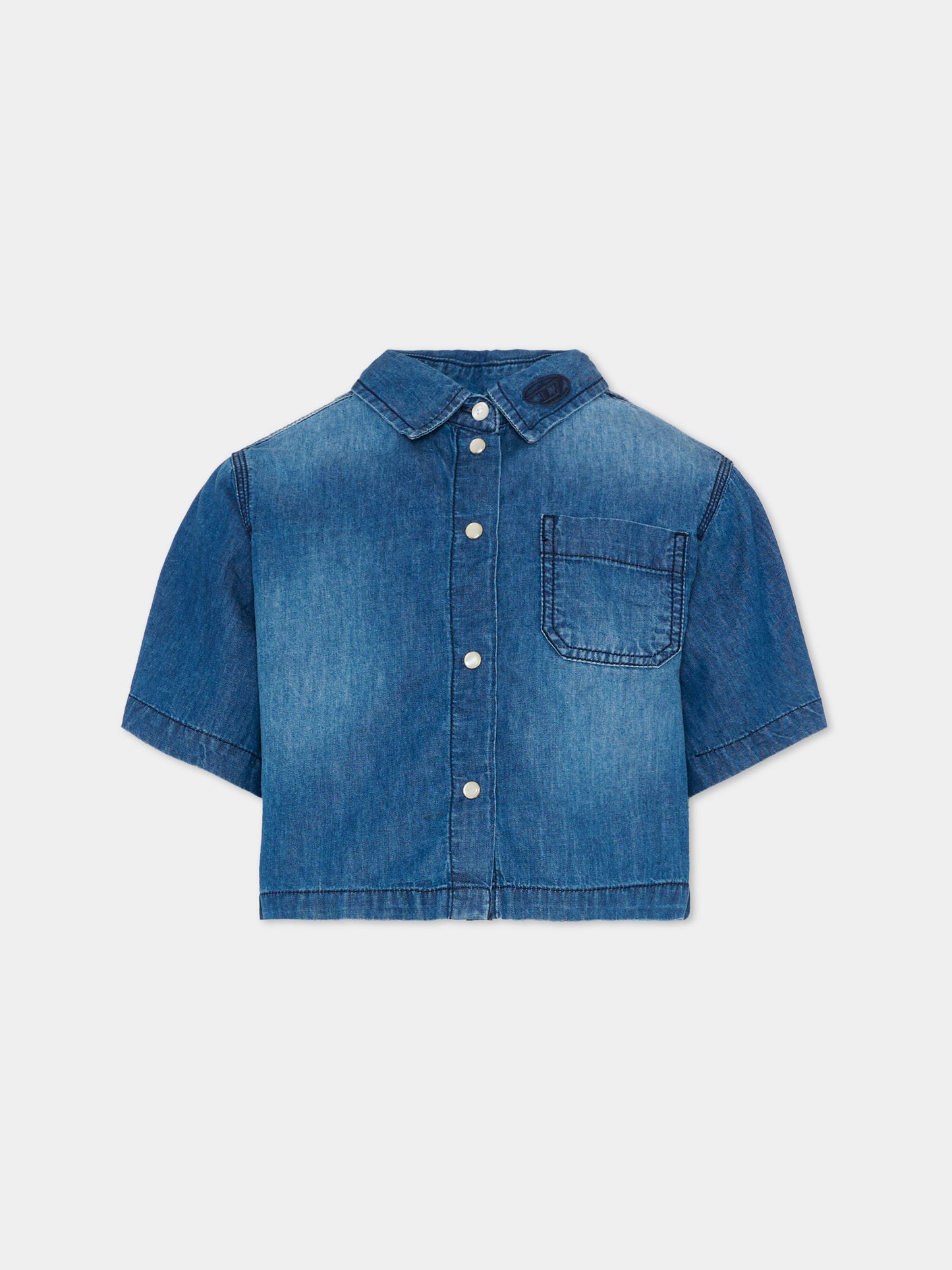 Camicia denim per bambina con logo,Diesel,J02165 KXBRW K01