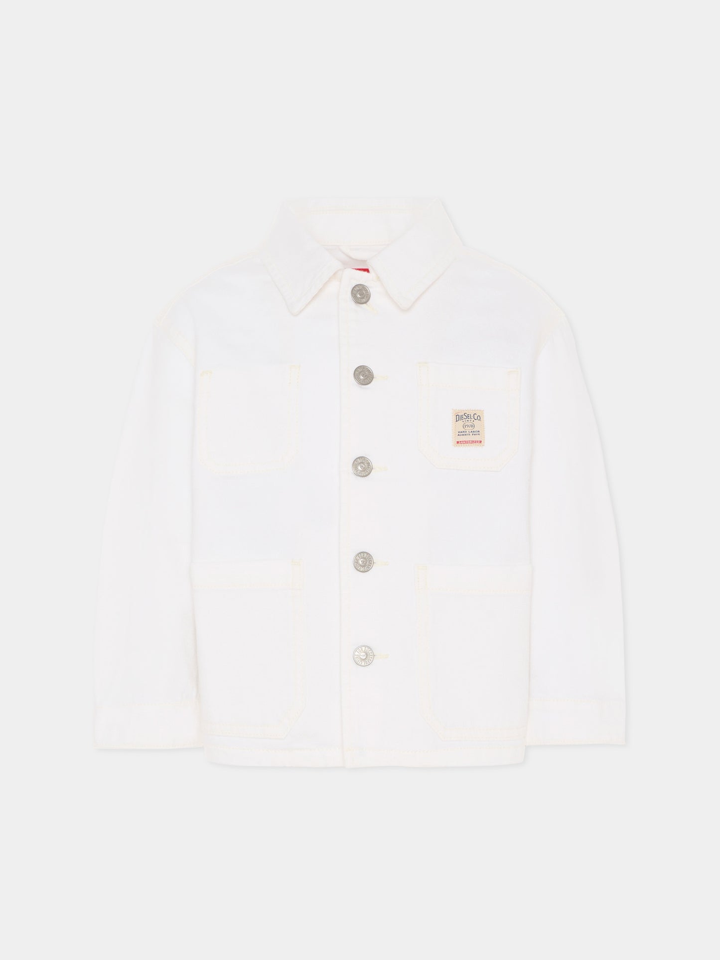 Giubbotto di jeans avorio per bambini con logo,Diesel,J02546 KXBRZ K141