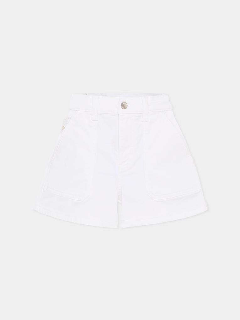 Shorts bianchi per bambina con logo,Diesel,J02560 KXBR6 K100