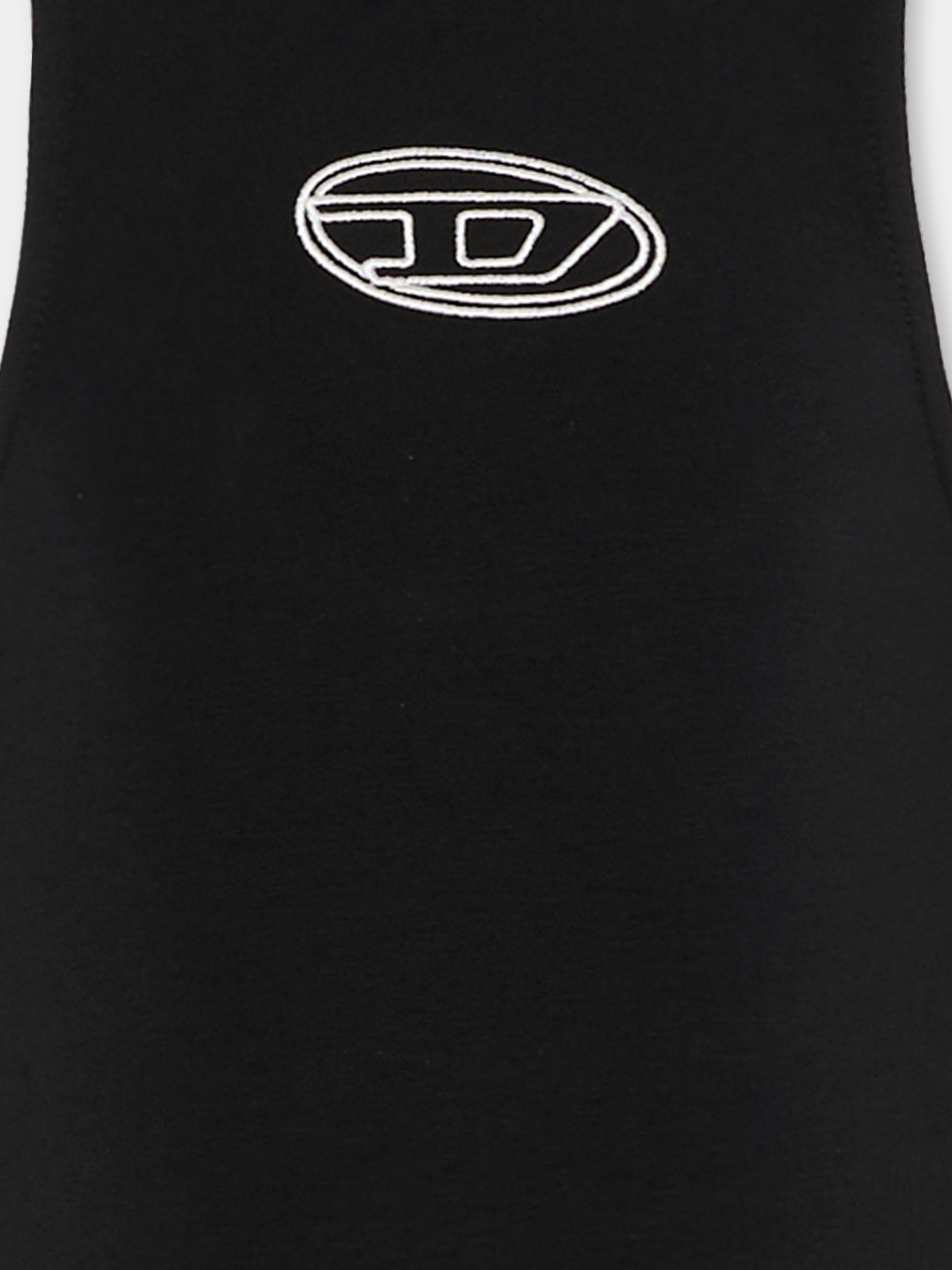 Top nero per bambina con logo ricamato,Diesel,J02577 KYA0L K900