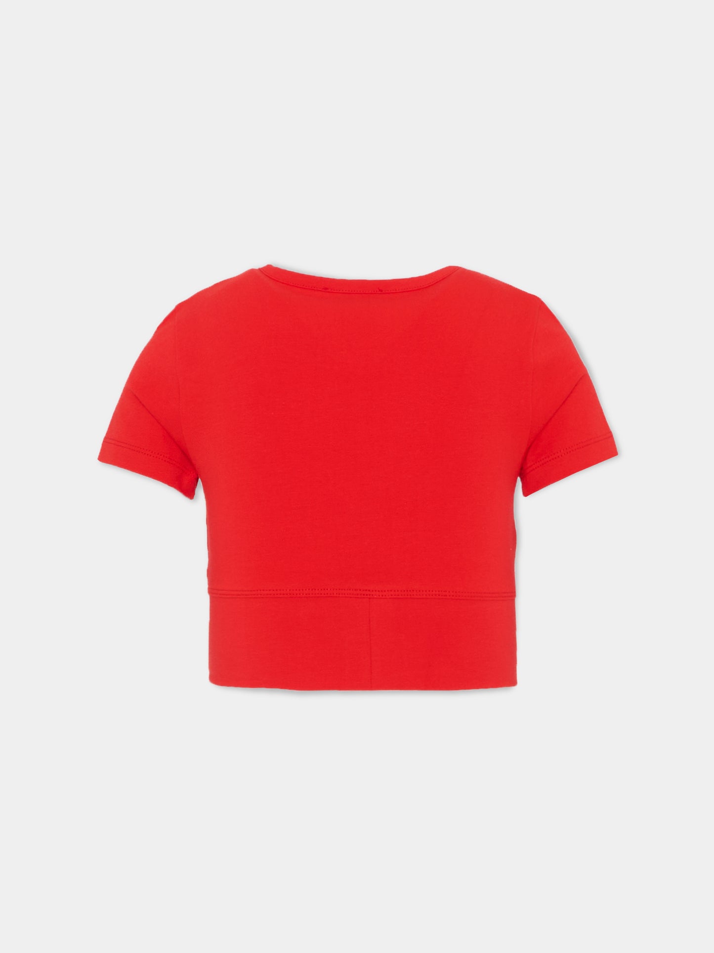 T-shirt crop rossa per bambina con logo,Diesel,J02581 KYA0L K405