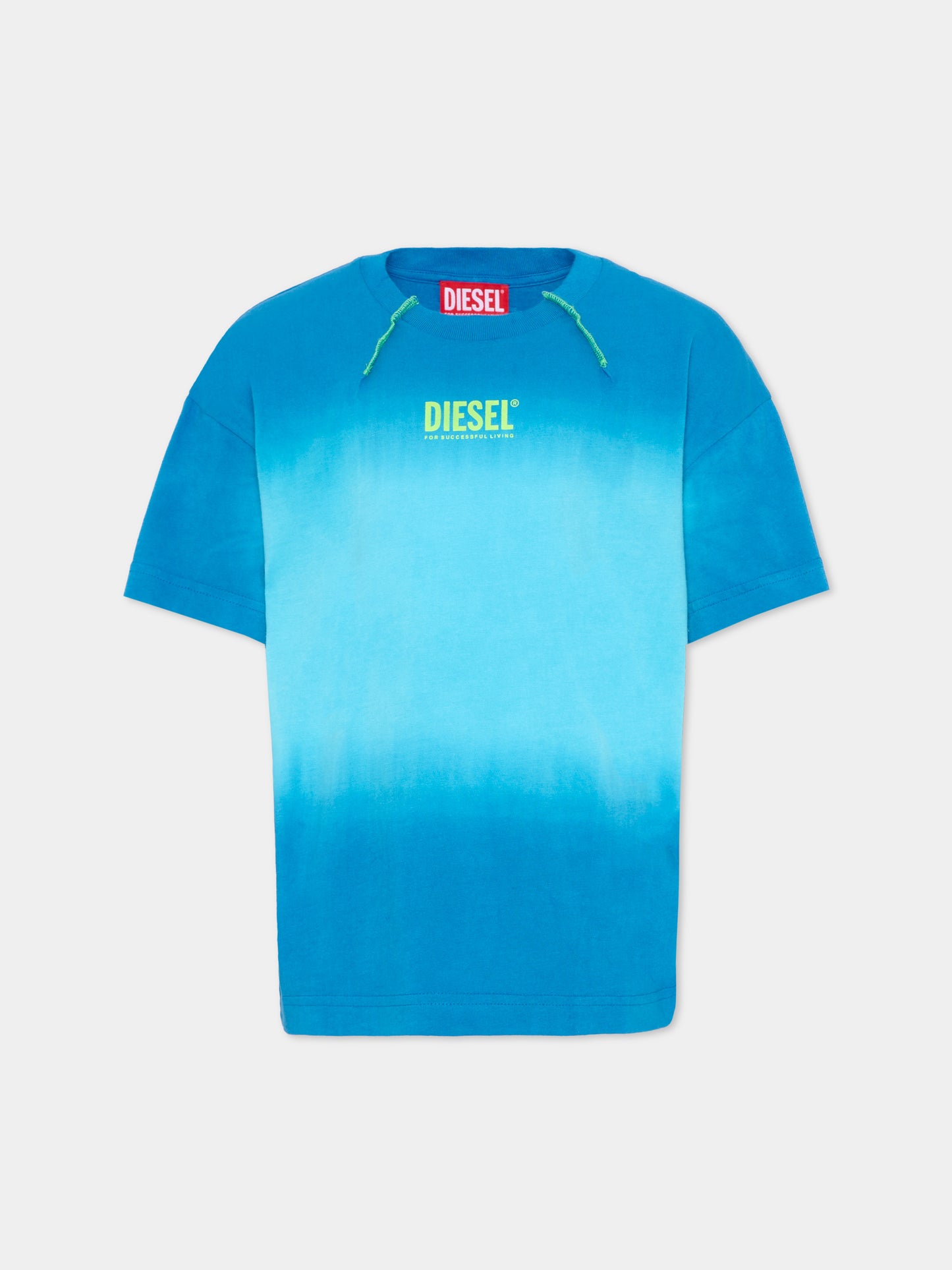 T-Shirt blu dégradé per bambino logo,Diesel,J02598 KYA0K K804