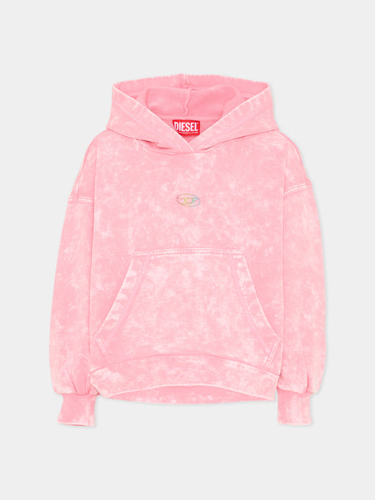 Felpa rosa per bambina con logo,Diesel,J02608 KYA0F K333