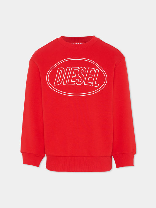 Felpa rossa per bambino con logo,Diesel,J02611 0GEAD K405