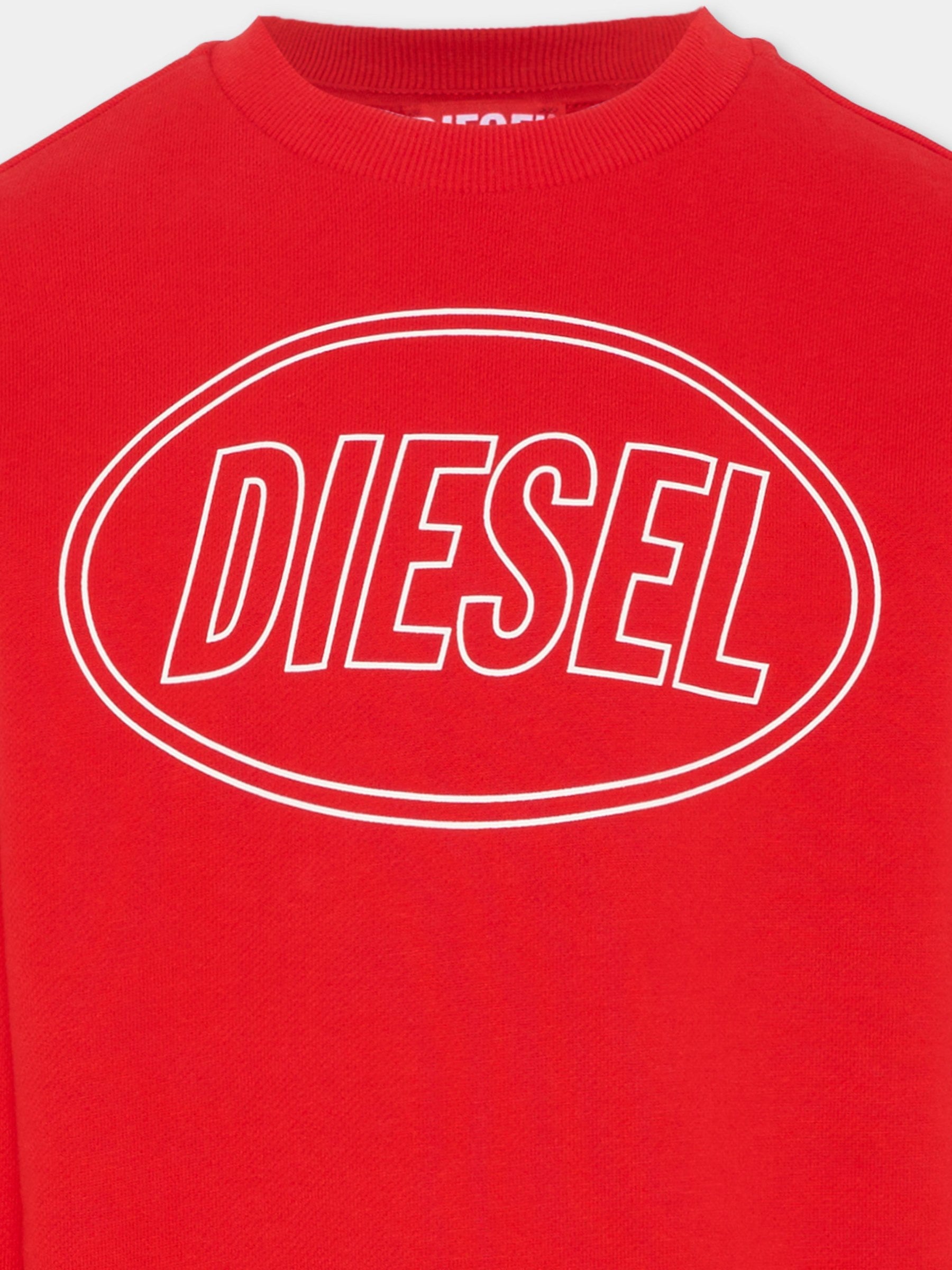 Felpa rossa per bambino con logo,Diesel,J02611 0GEAD K405