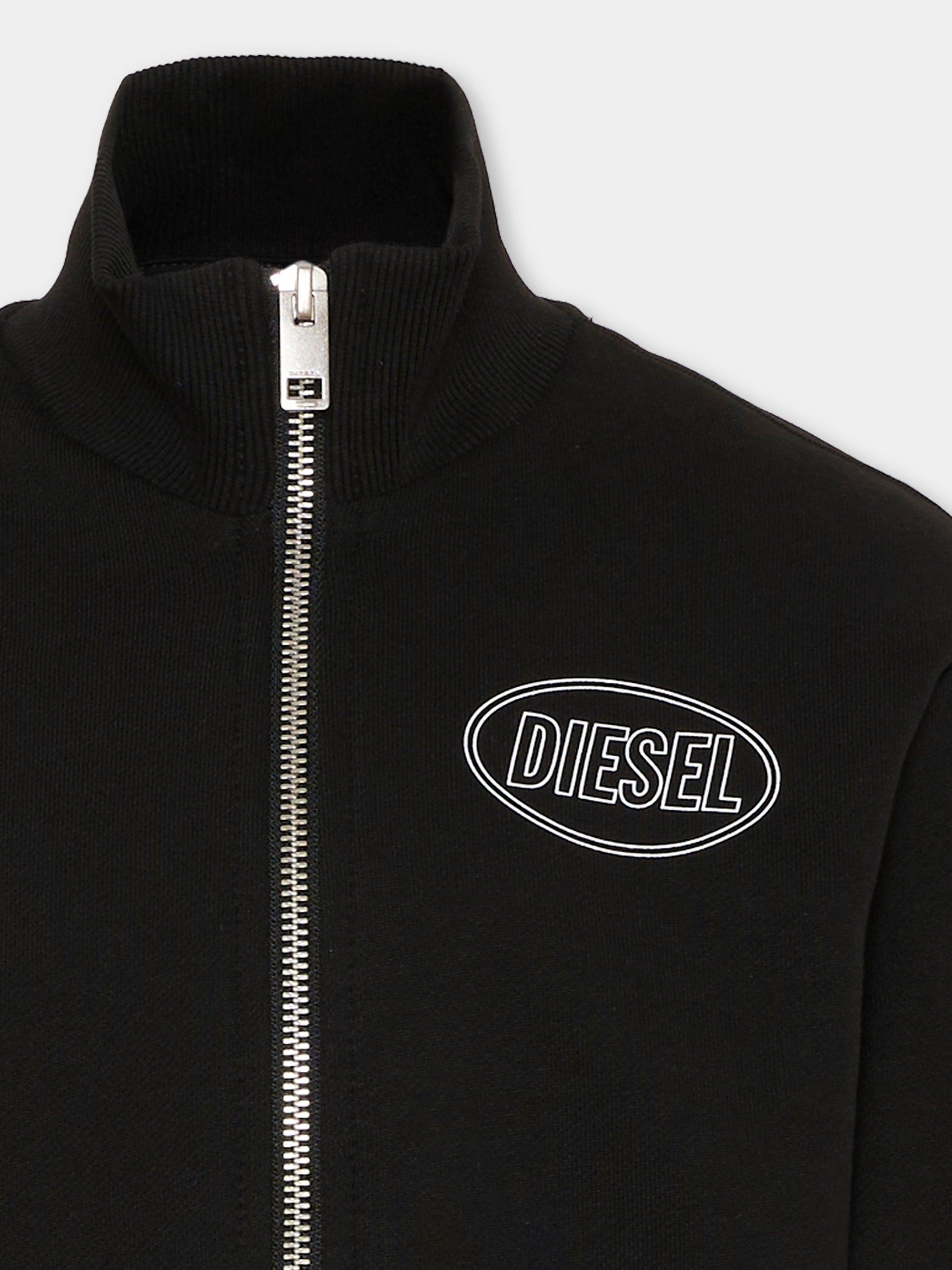 Felpa nera per bambino con logo,Diesel,J02613 0GEAD K900