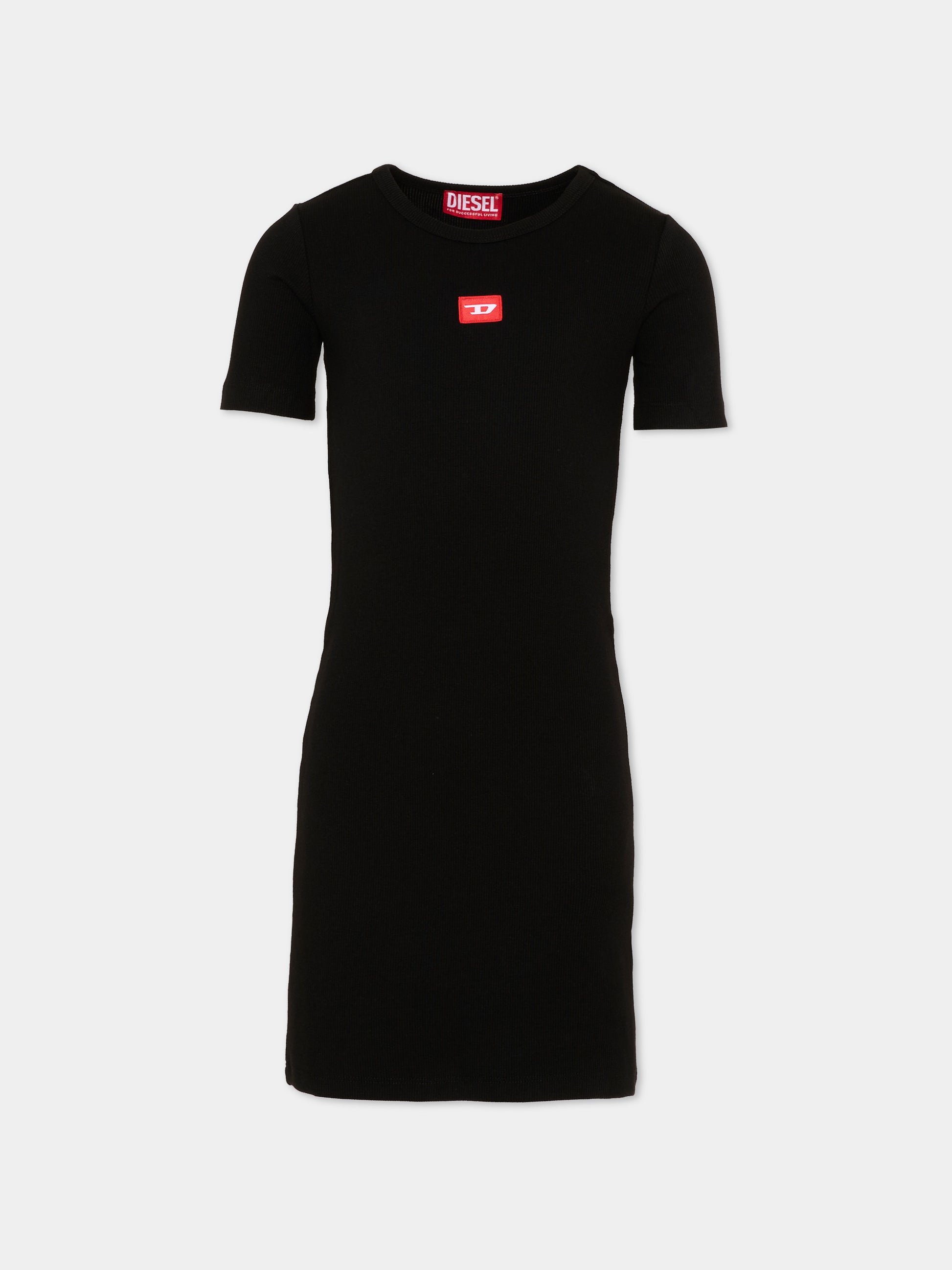 Vestito nero per bambina con logo,Diesel,J02636 KYAZY K900