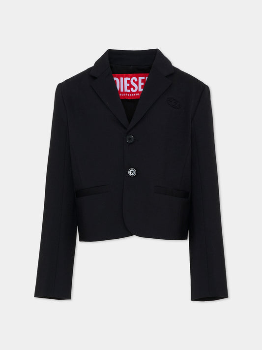 Giacca nera per bambina con logo,Diesel,J02646 KYATE K900