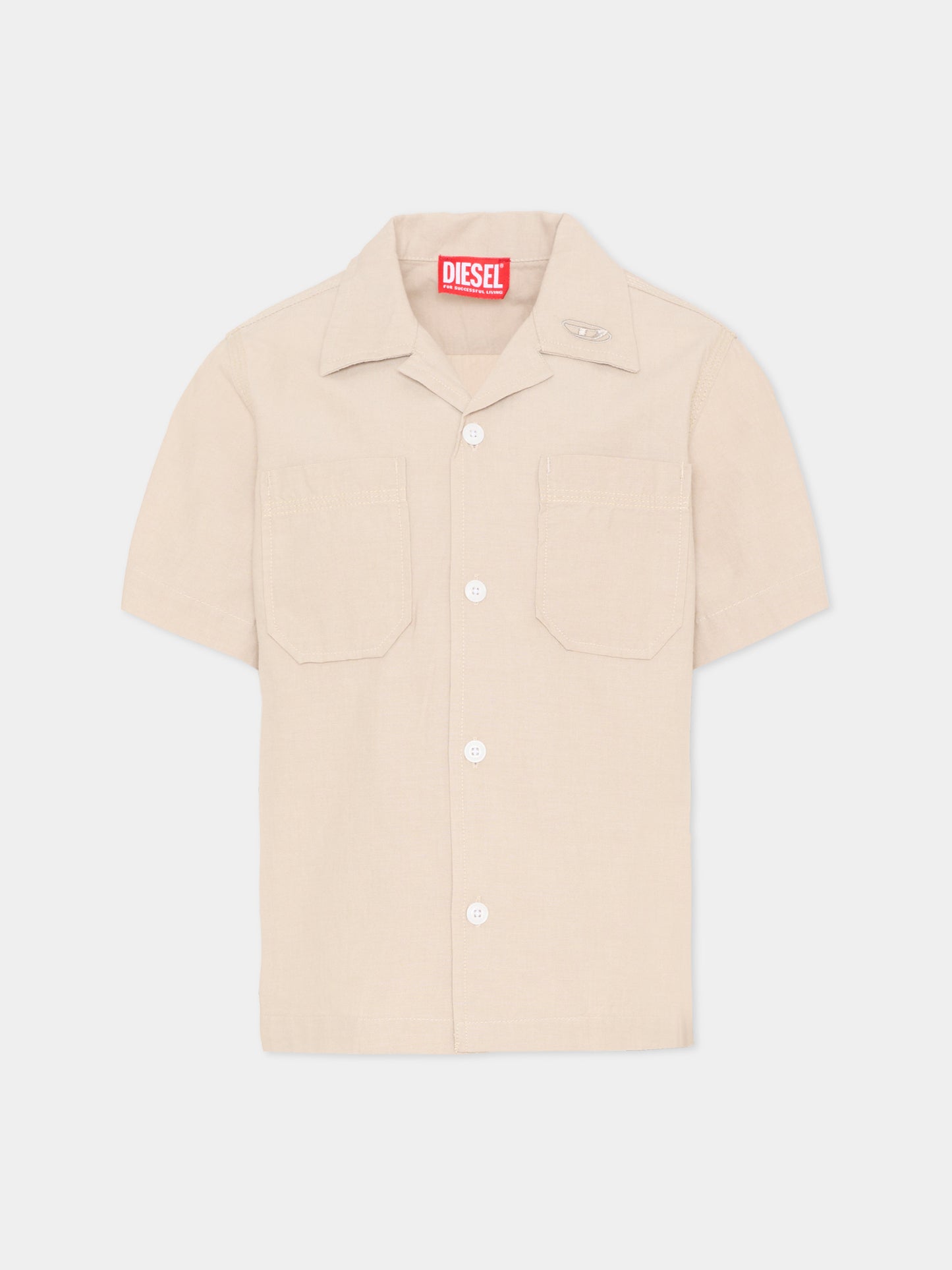 Camicia beige per bambino con logo,Diesel,J02671 KXBSN K141