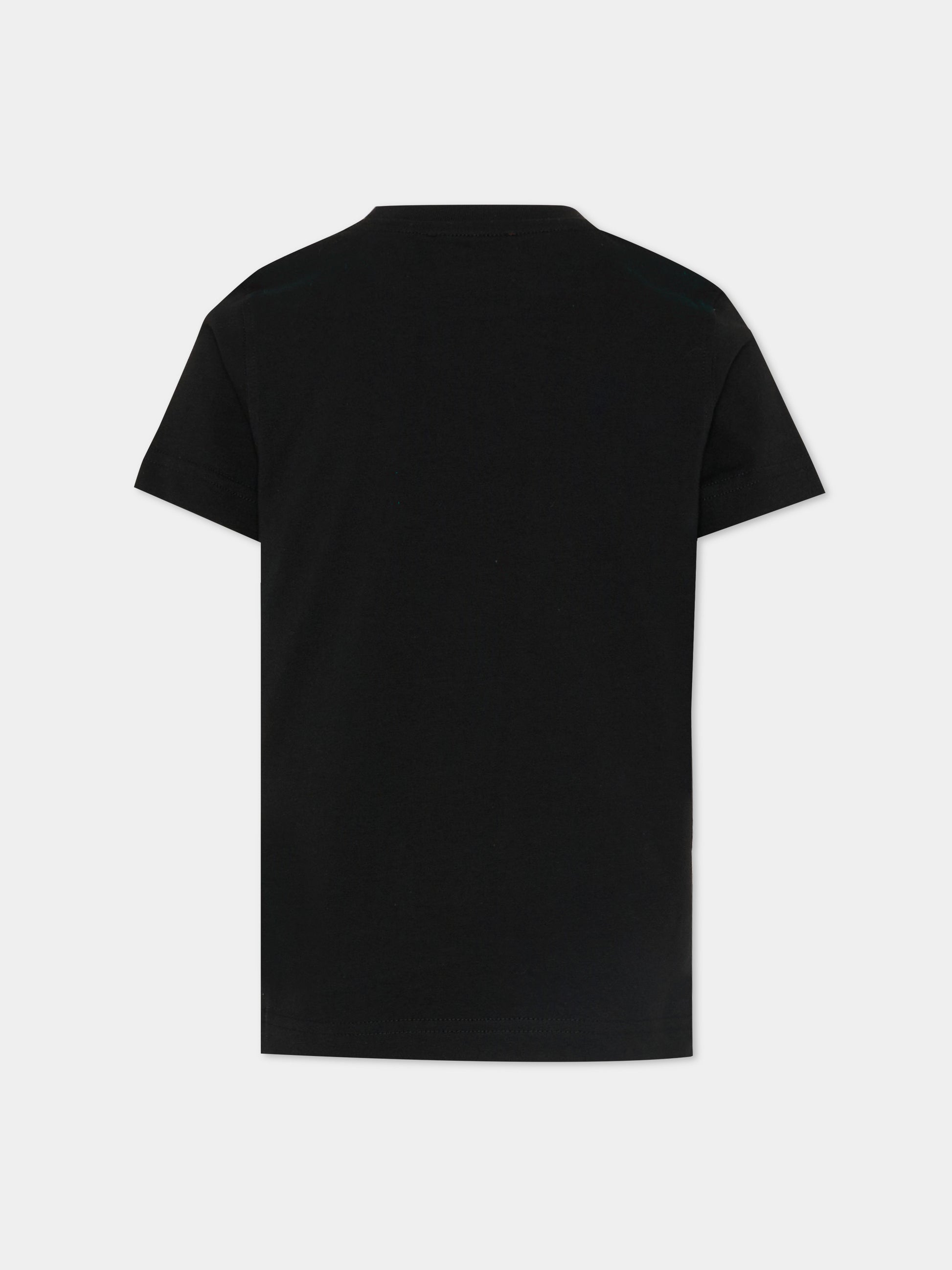 T-shirt nera per bambini con logo,Diesel,J02771 0CATM K900