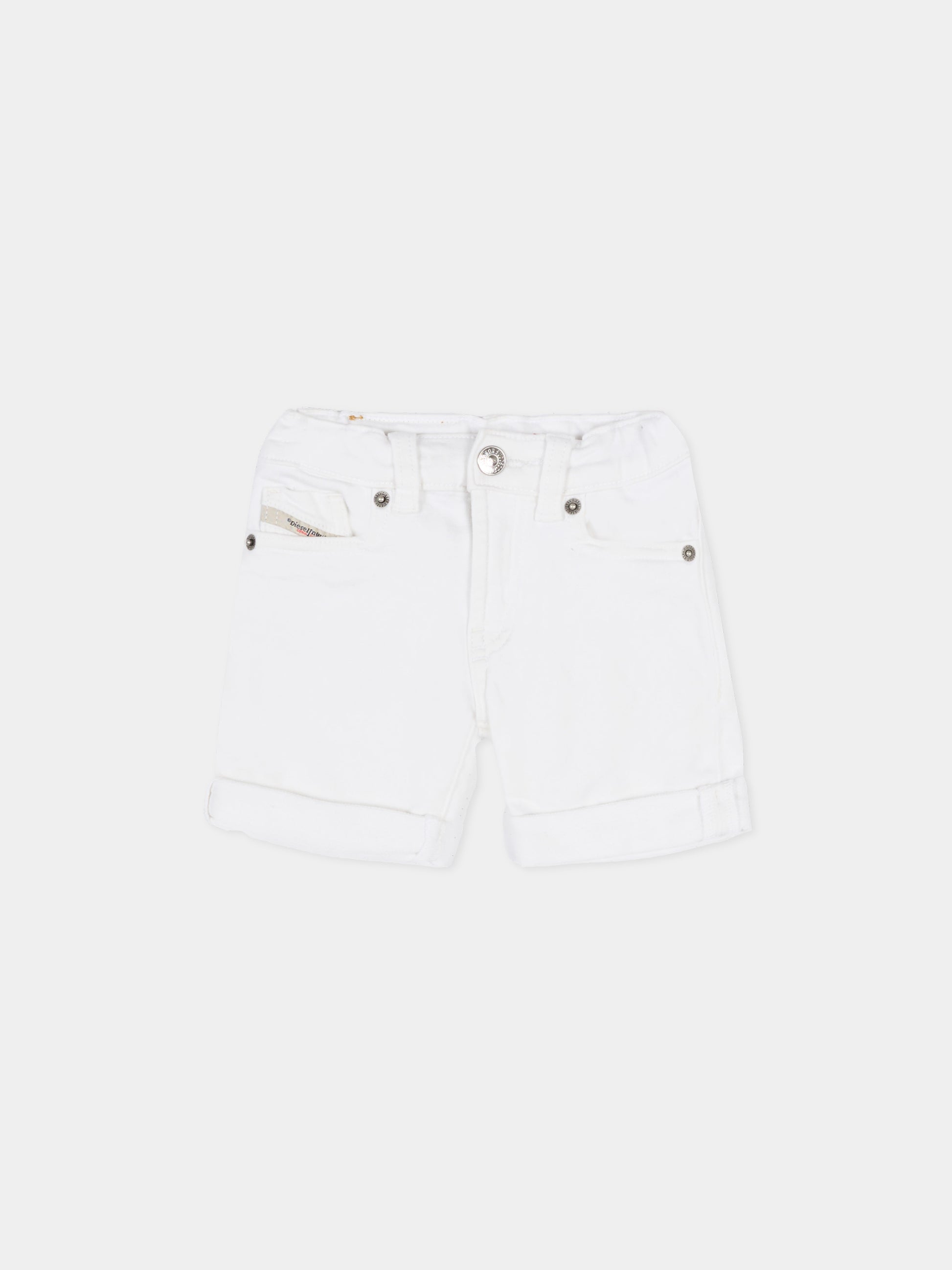 Shorts bianchi per neonati con logo,Diesel,K00362 KXBR6 K100