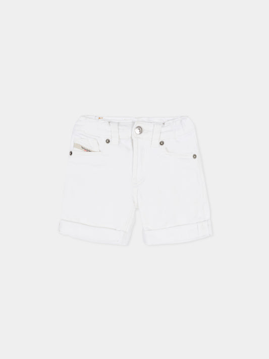 Shorts bianchi per neonati con logo,Diesel,K00362 KXBR6 K100