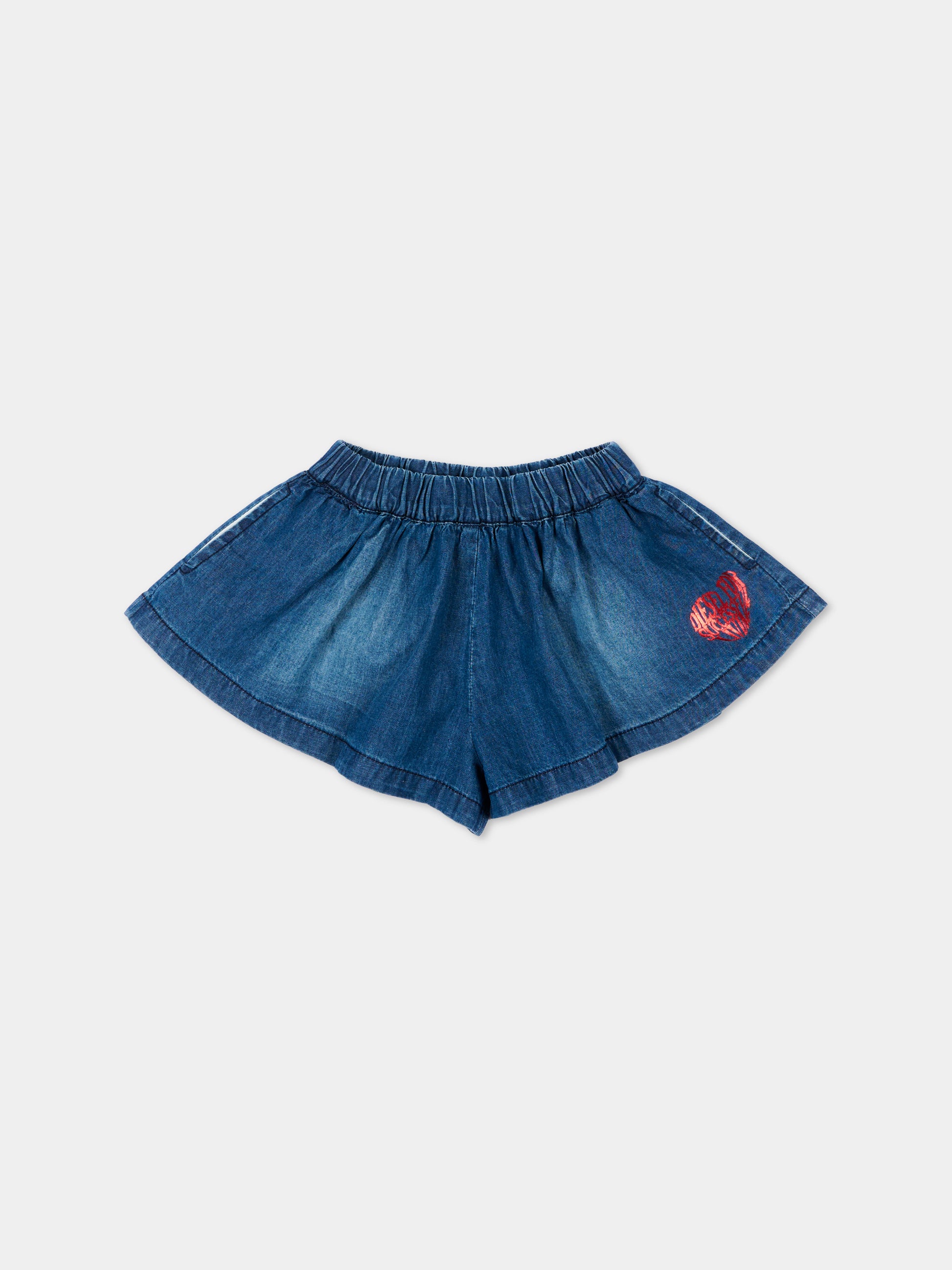 Shorts denim per neonata con cuore,Diesel,K00599 KXBRW K01