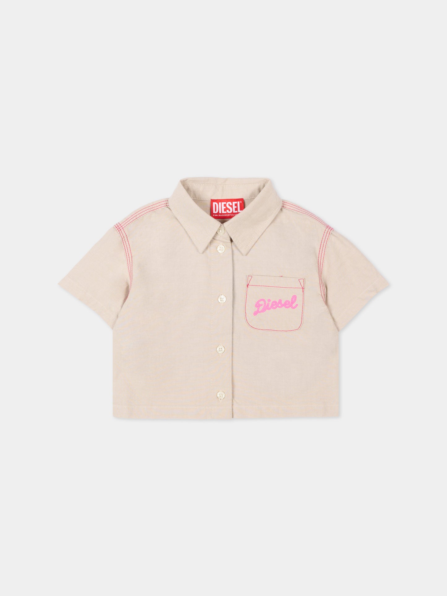 Camicia beige per neonata con logo,Diesel,K00743 KXBSN K141
