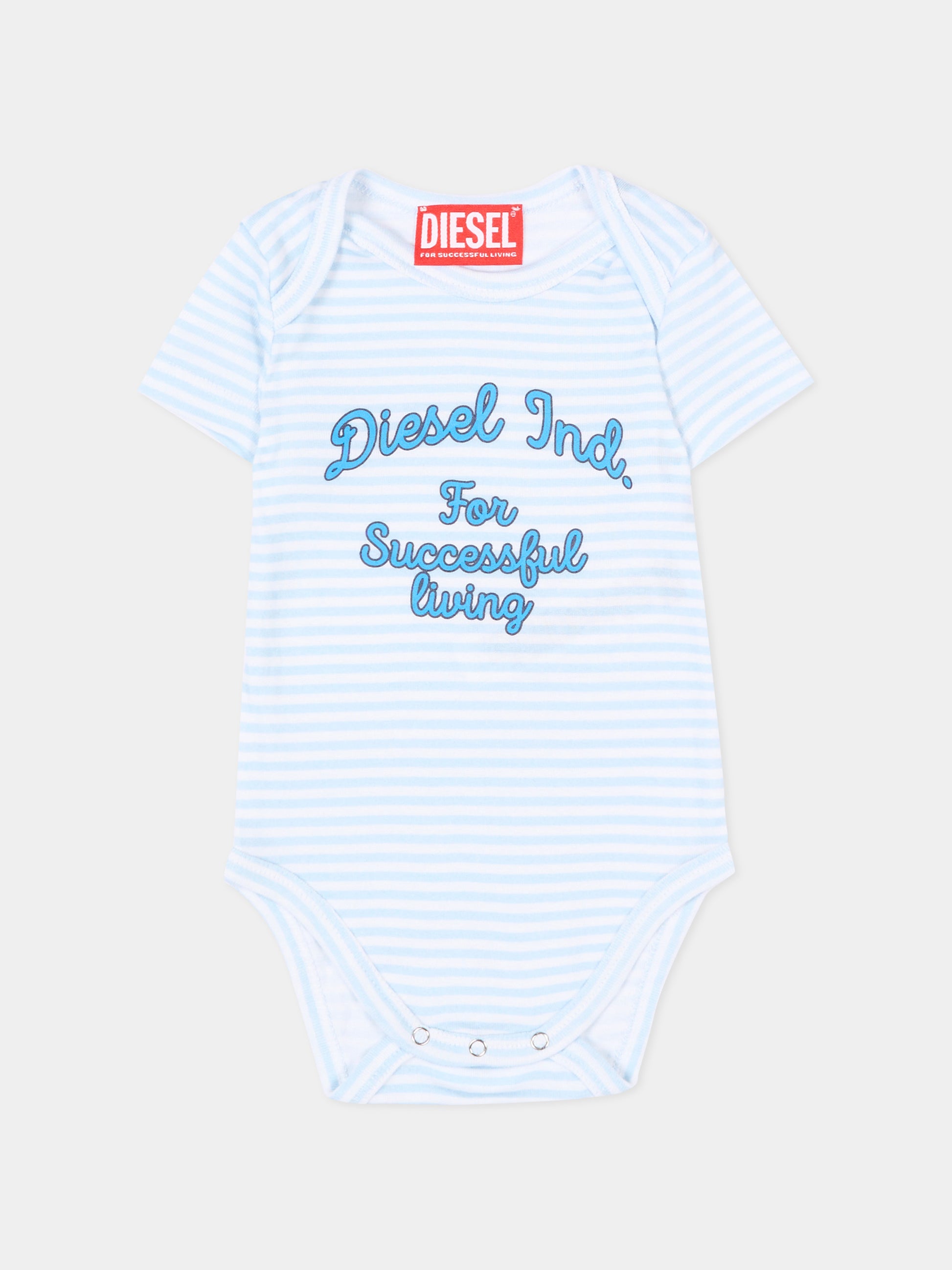 Set body azzurro a righe per neonato,Diesel,N00094 KYA01 K817A