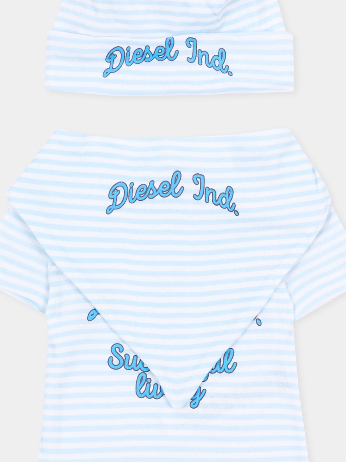 Set body azzurro a righe per neonato,Diesel,N00094 KYA01 K817A