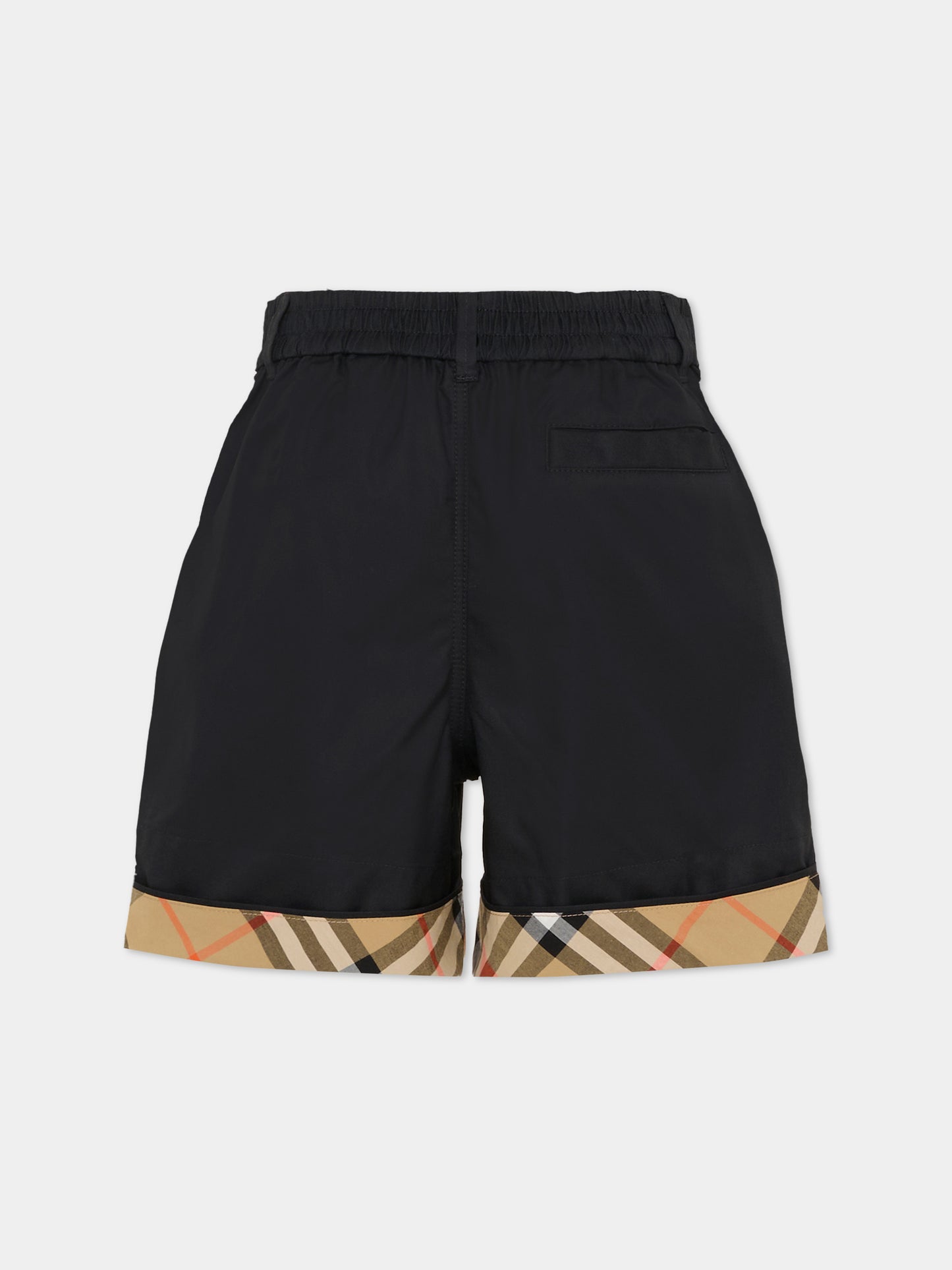 Shorts neri per bambino con check vintage,Burberry Kids,8117174 A1189