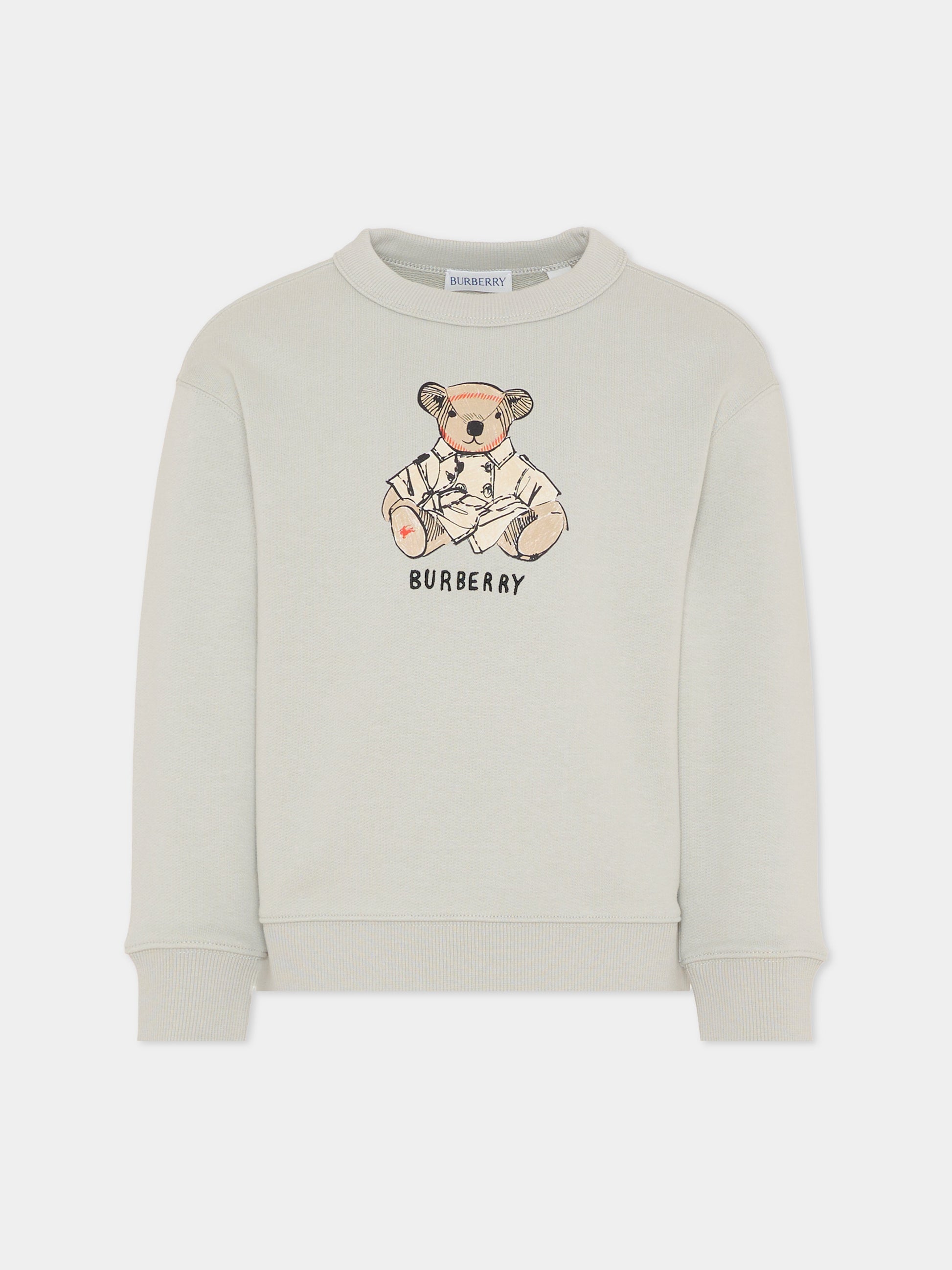 Felpa grigia per bambini con orsetto Thomas,Burberry Kids,8119407 C4364