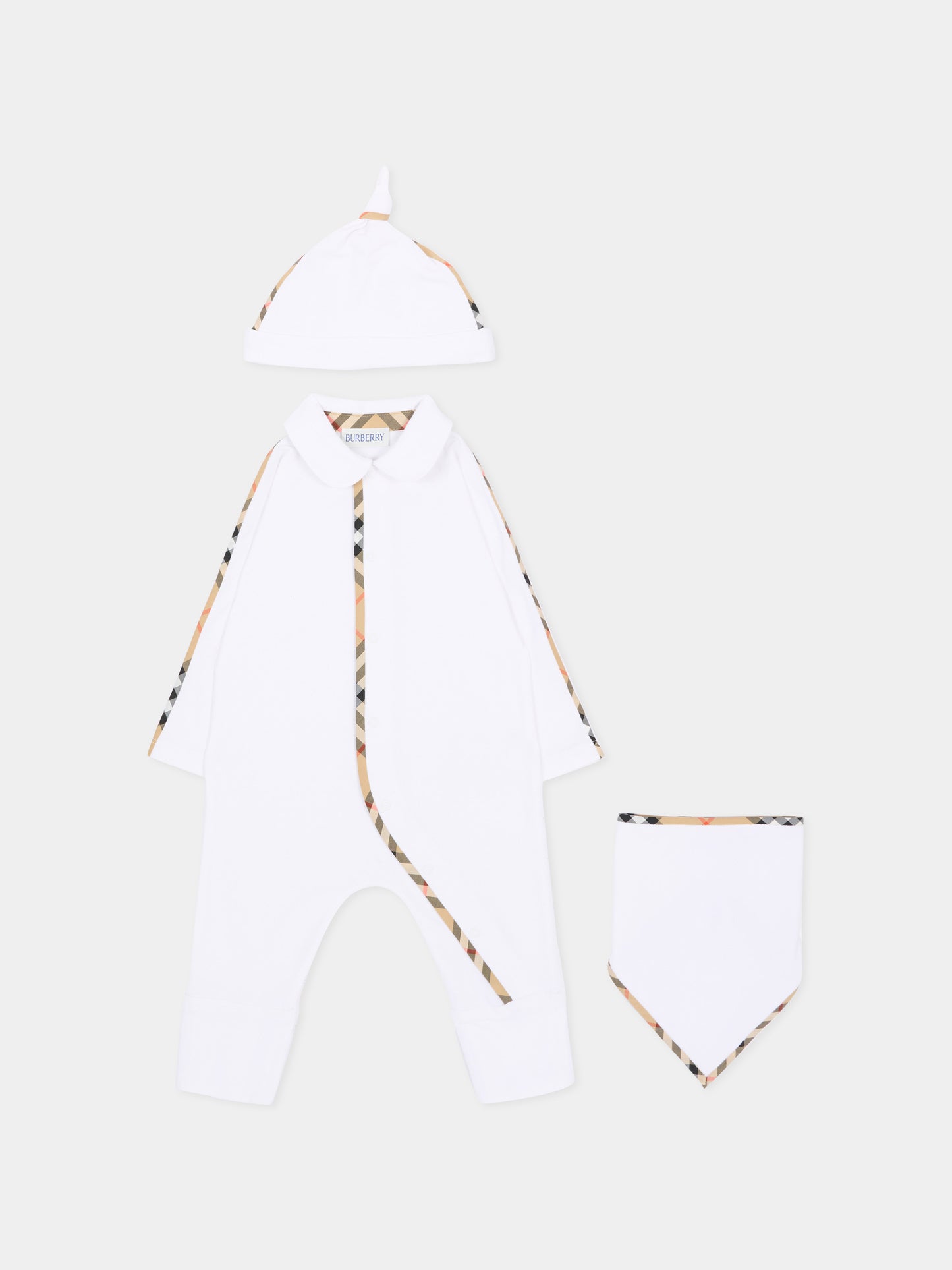Vintage check white romper set for Newborn