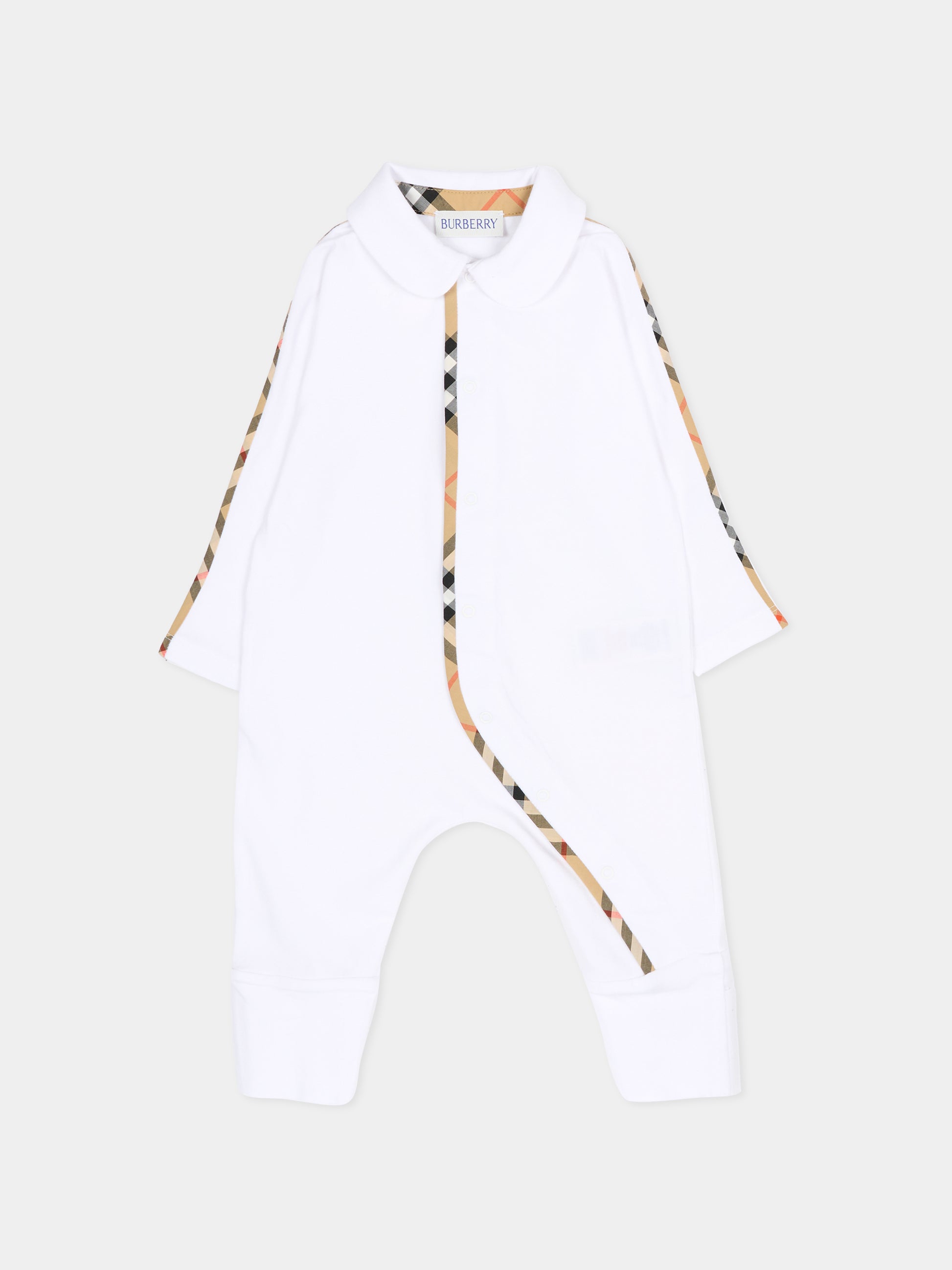 Set tutine bianca per neonati con check vintage,Burberry Kids,8119819 A1464