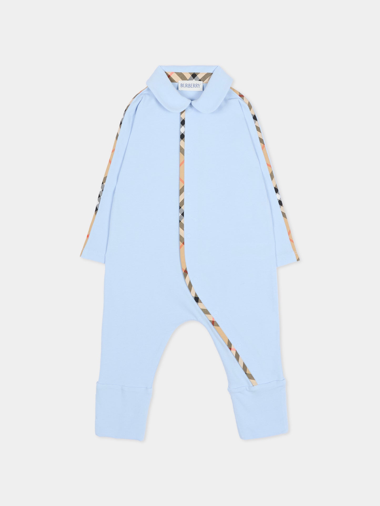 Light blue romper set for Baby Boy with vintage check