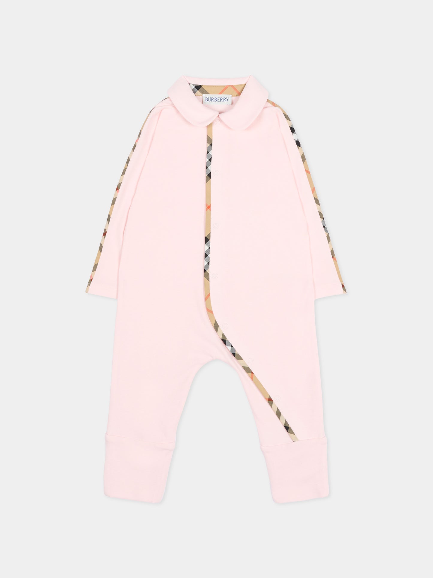 Pink babygrow set for baby girl with vintage check