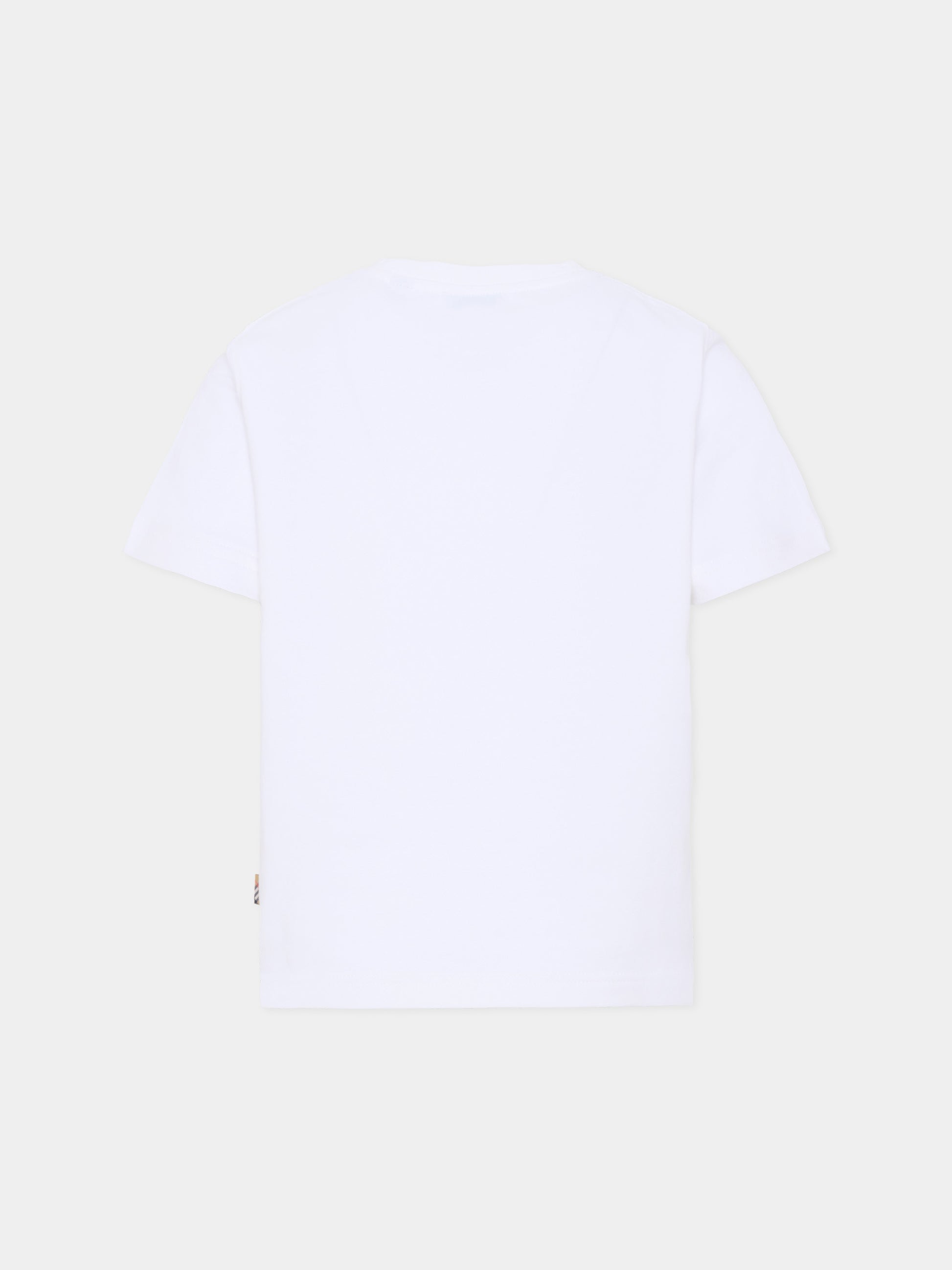 T-shirt bianca per bambini con cavaliere equestre,Burberry Kids,8117319 A1464